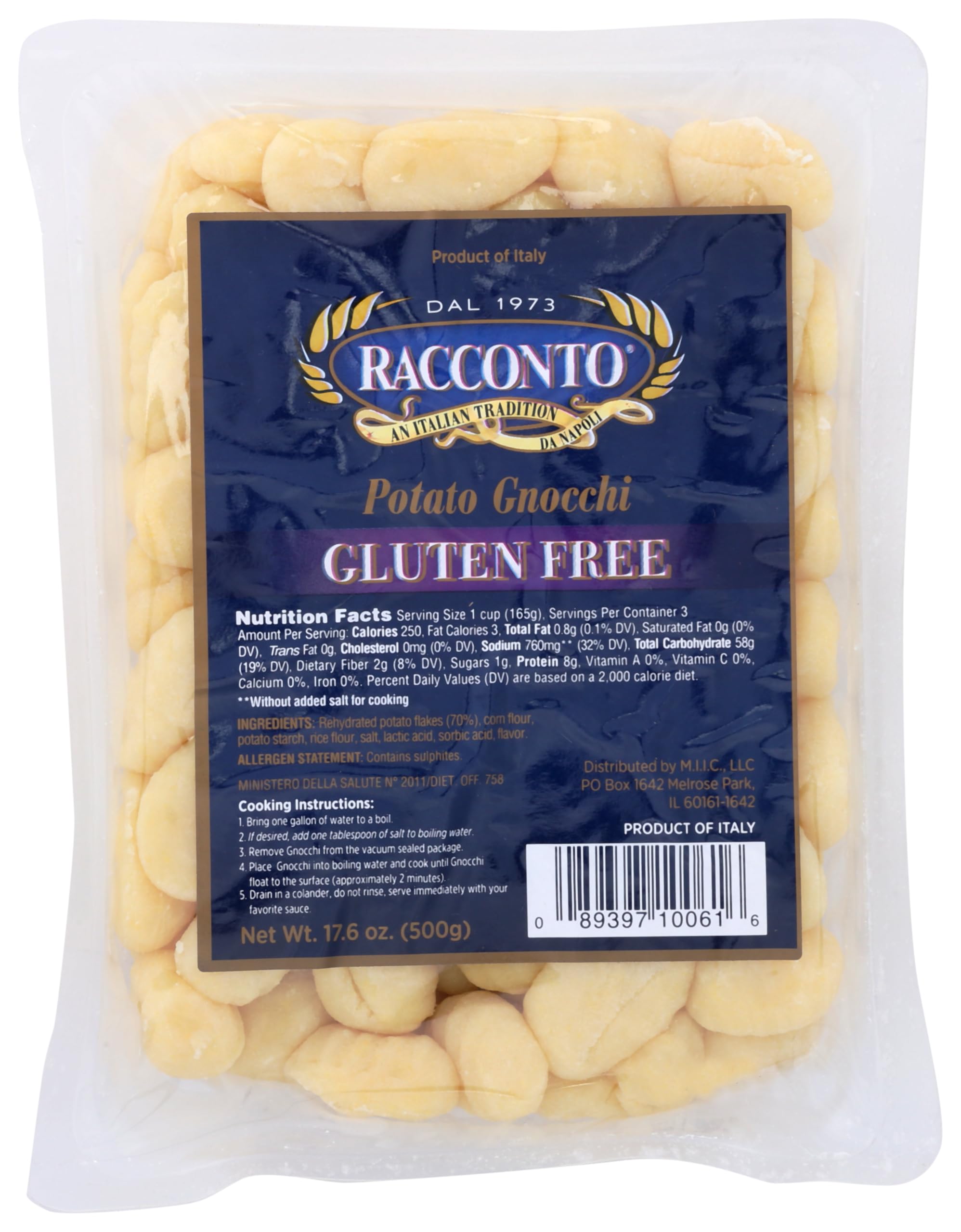 Racconto 268315 Gluten Free Potato Gnocchi44; 17.6 oz.