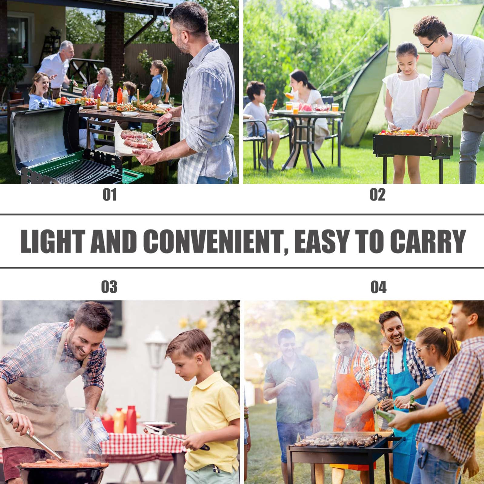 Copertura per Barbecue in Poliestere Cinghie di Fissaggio e Forma Quadrata, Protezione Facile da Piegare per Esterni