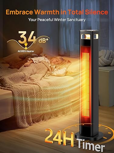 Miniatura 8 de AKIRES Calentadores de espacio para uso en interiores, calentador de habitación de 1500 W para habitación grande con termostato, oscilación de 120,