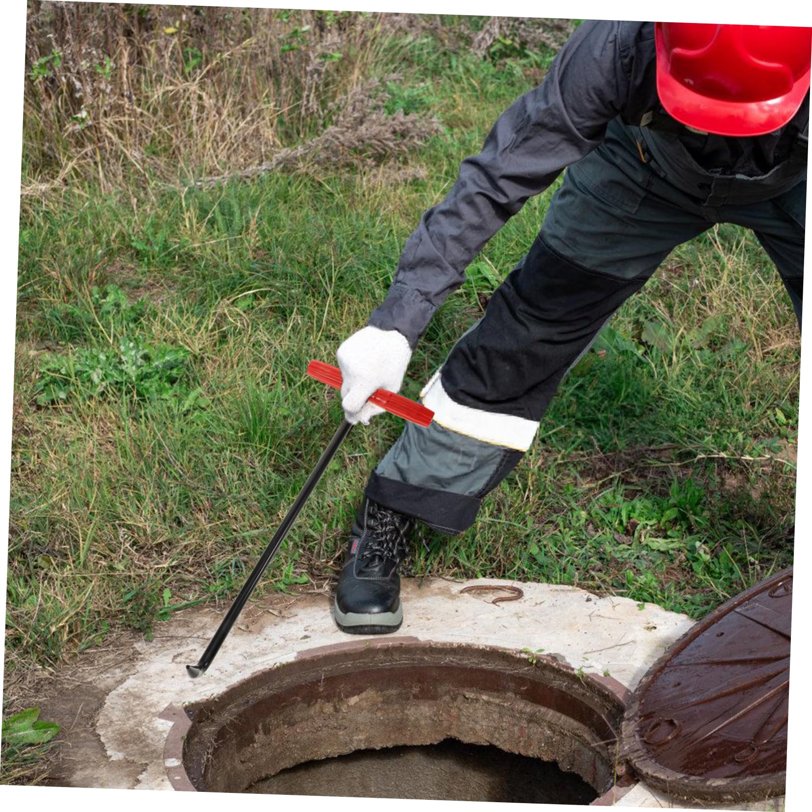 OFFSCH T Shaped Manhole Cover Lifter Hook for Solid Iron Cover Lifting Hooks for Sewer Maintenance Heavy Duty t Handle Hook