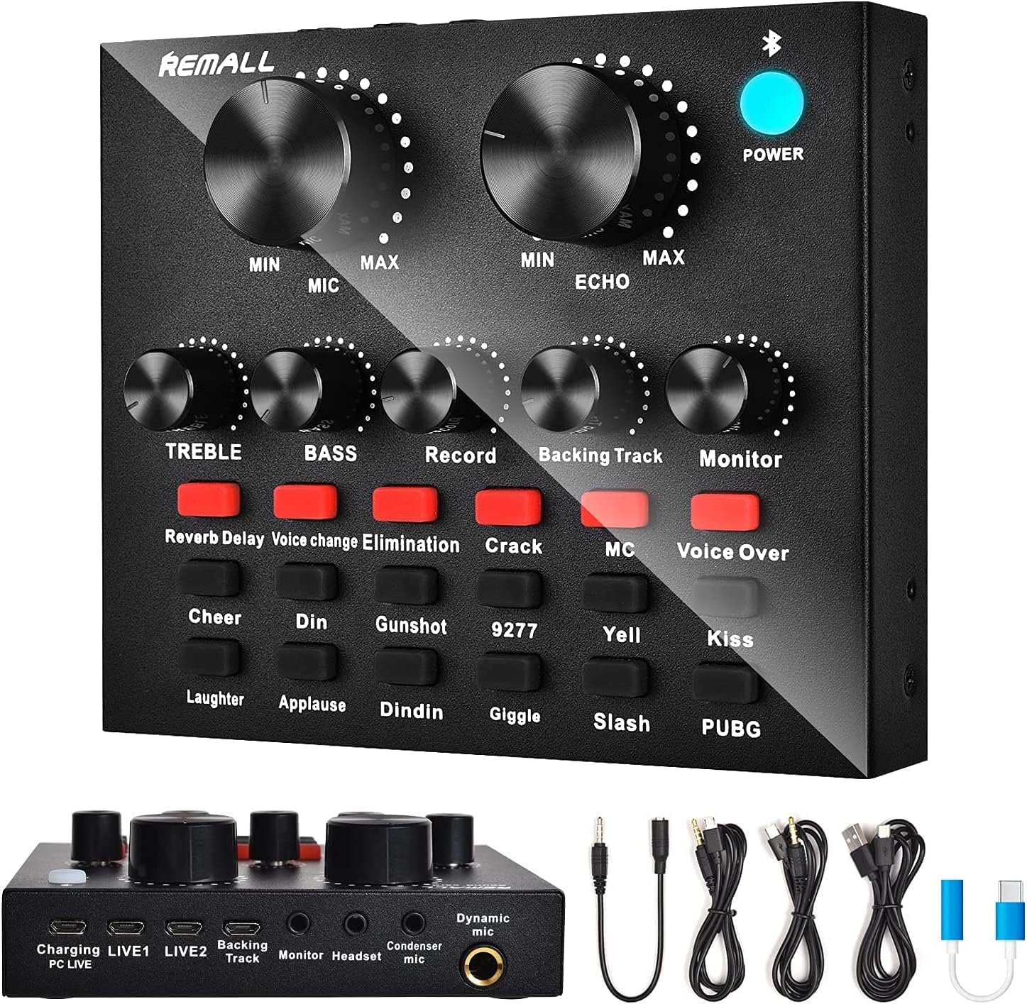 Audio Interface DJ Mixer Sound Card V8，Remall Podcast