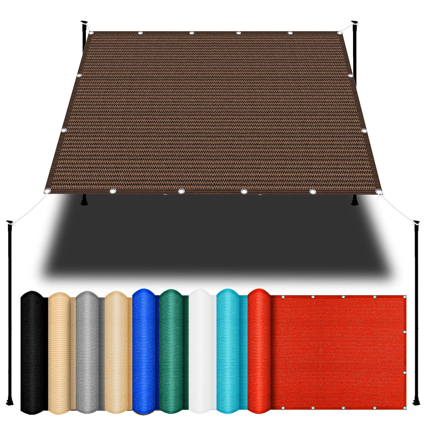 Voile d'ombrage 260x260 cm en HDPE marron pour la protection UV du jardin