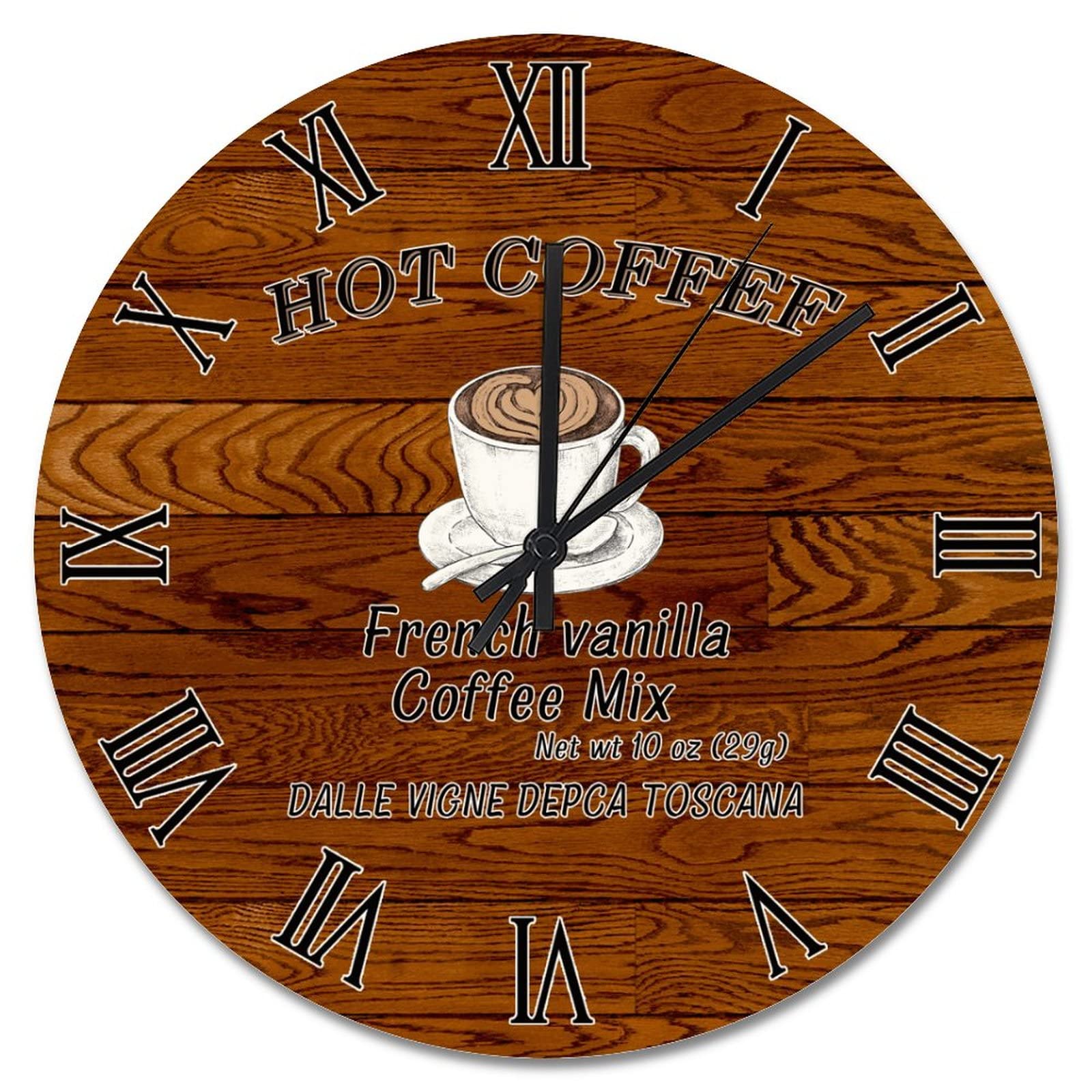 Horloge murale vintage en bois marron de 38 cm pour salon rustique