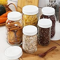 Vista 6 de AOZITA Paquete de 10 tapas de tarro de boca regular para bolas, Kerr y más, tapas de almacenamiento de plástico blanco para tarros