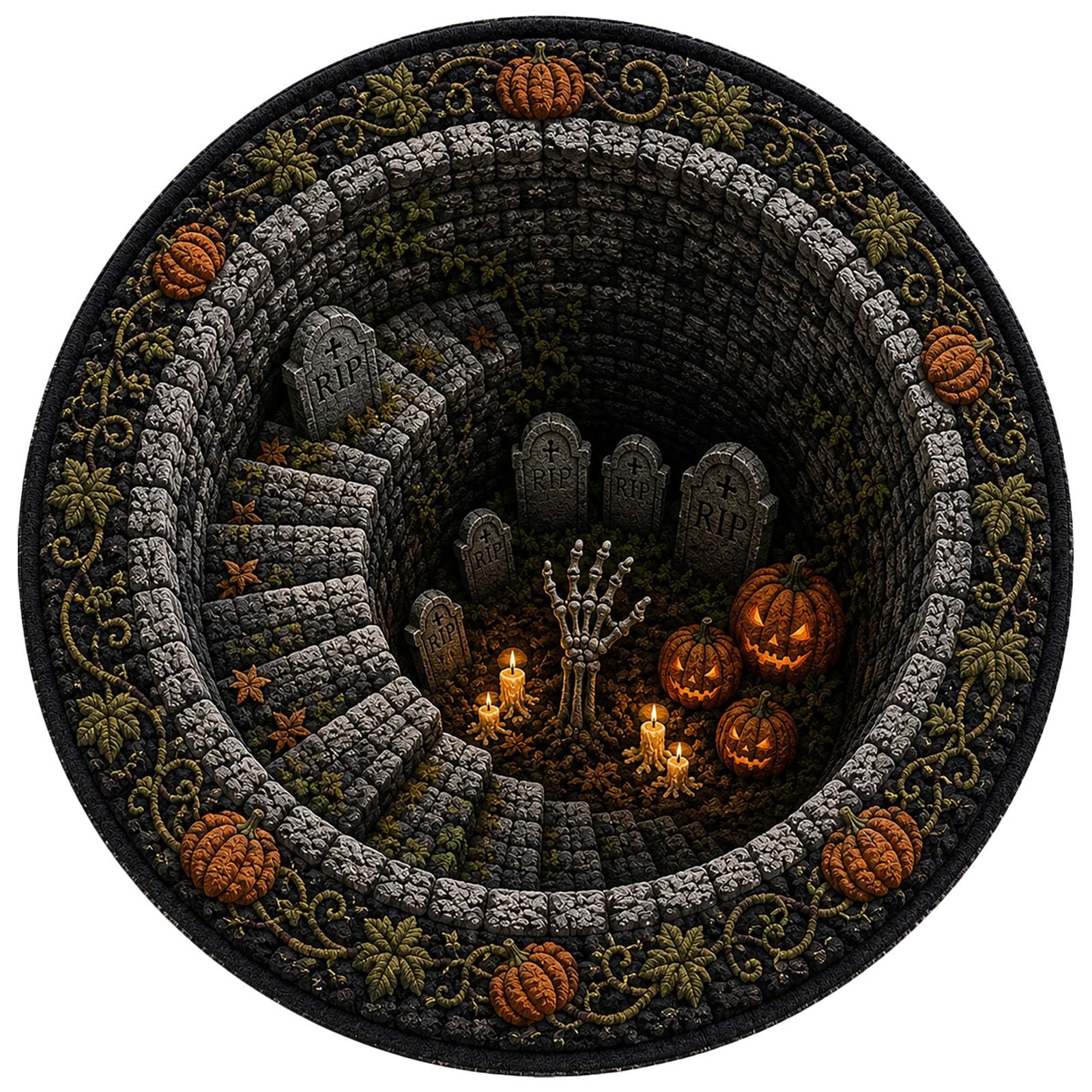 Halloween Decorations Halloween Door Mat 3D Optical Illusion Rug Spooky Front Door Decor Rectangle Round Pattern Carpet Non Slip Indoor Area Rug for Living Room Bedroom Outdoor Party Decor