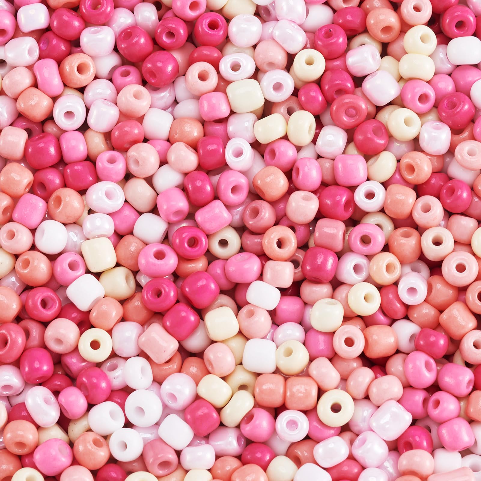 Boutigem 200g Pink Glass Seed Beads Set 4mm Craft Pony Beads Hair Beads for Necklace Bracelet Earring Jewelry Making DIY Crafts