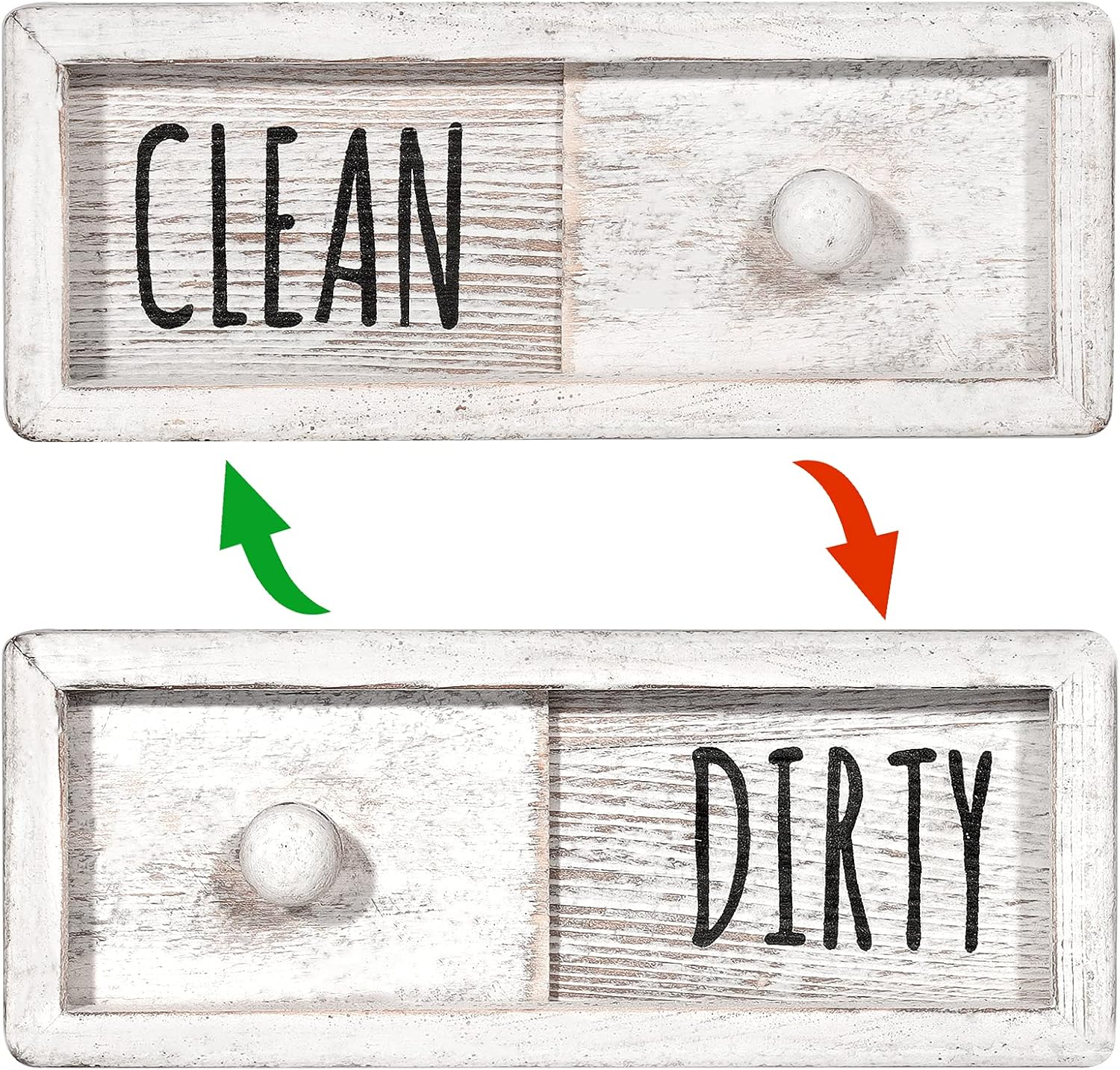 WOJOGO Dishwasher Clean Dirty Sign Farmhouse Rustic Wood Clean Dirty