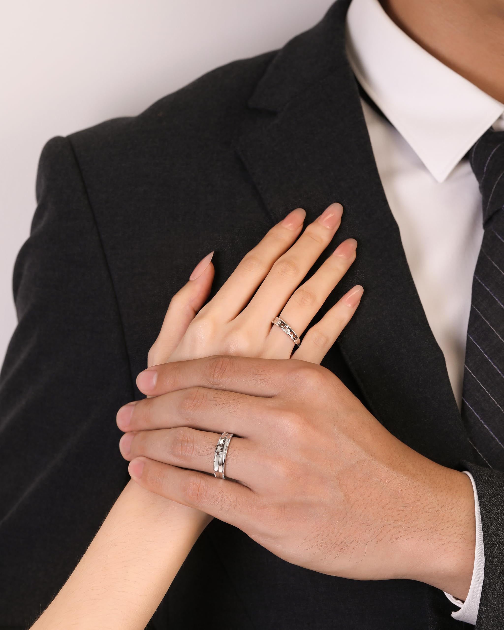 Meissa Anillos de Pareja de Plata 925 Ajustables para Hombre y Mujer Compromiso y Matrimonio 3,8 mm 5,8 mm Joyería de Pareja Regalo para San Valentín Aniversario Cumpleaños