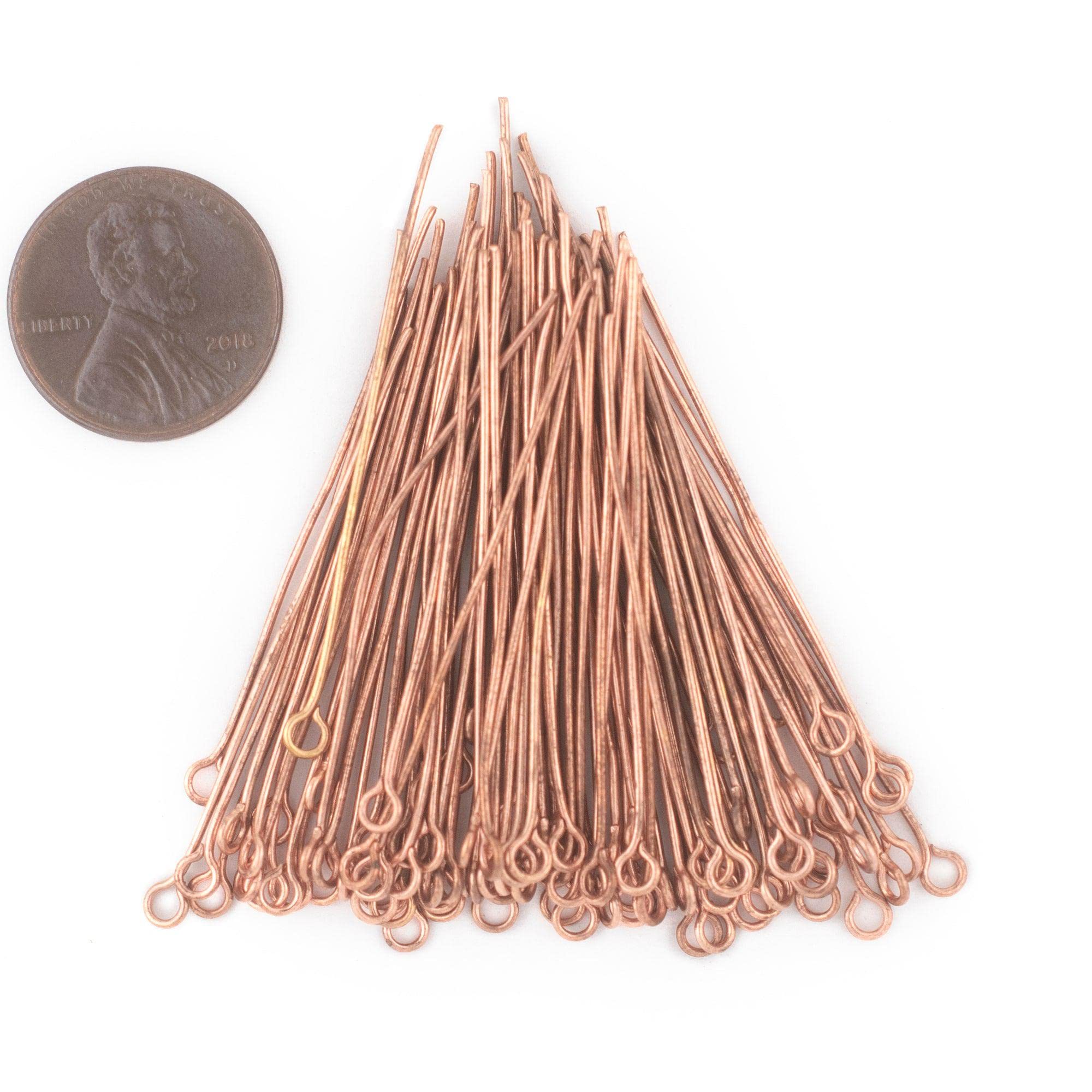 TheBeadChest Copper 21 Gauge 1.75 Inch Eye Pins Approx 100 pieces