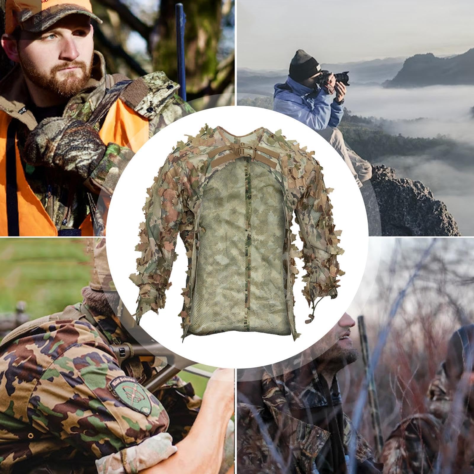 Ghillie Suit - Tuta da Cacciatore Traspirante, Abbigliamento da Caccia Mimetico | Abbigliamento da Caccia Mimetico per Attrezzatura da Paintball, Abbigliamento Mimetico da Caccia nei boschi per fot