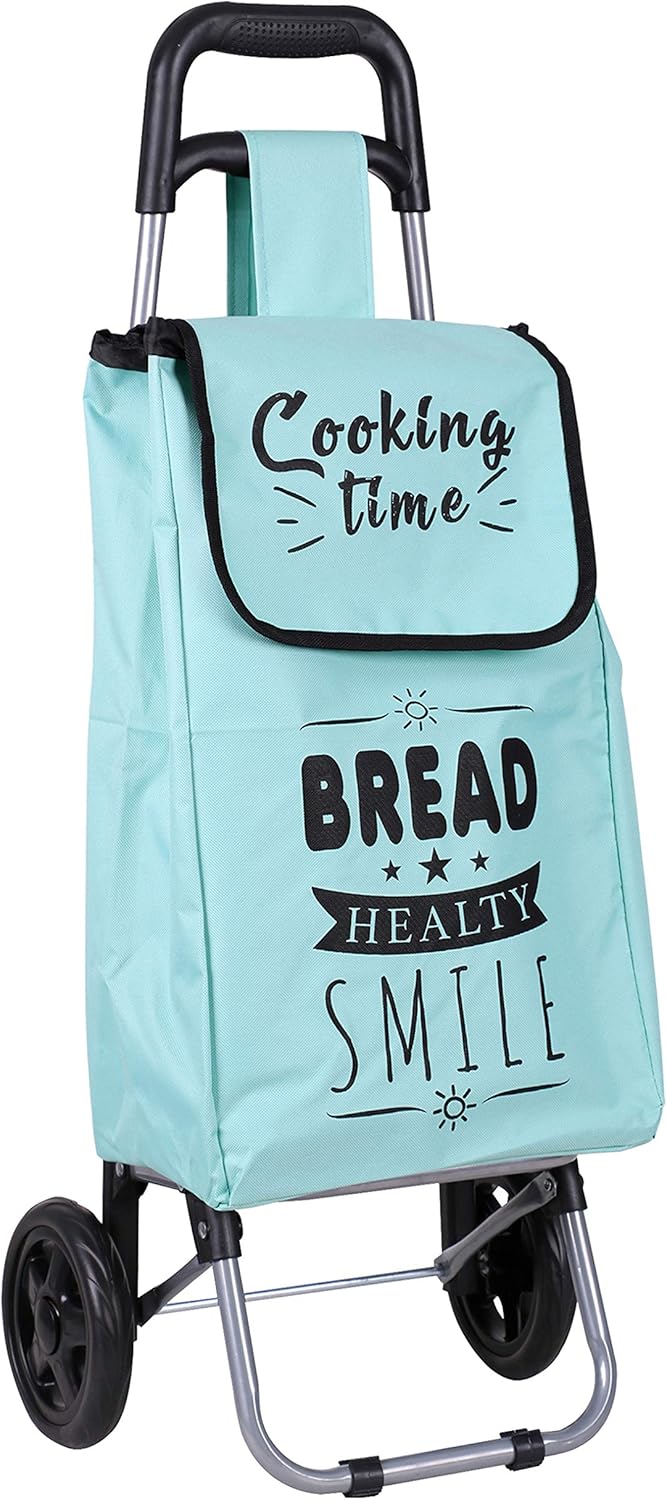 25 Litre 2 Wheel Fabric Shopping Trolley, 88 x 35 x 26cm, 3 Colourful