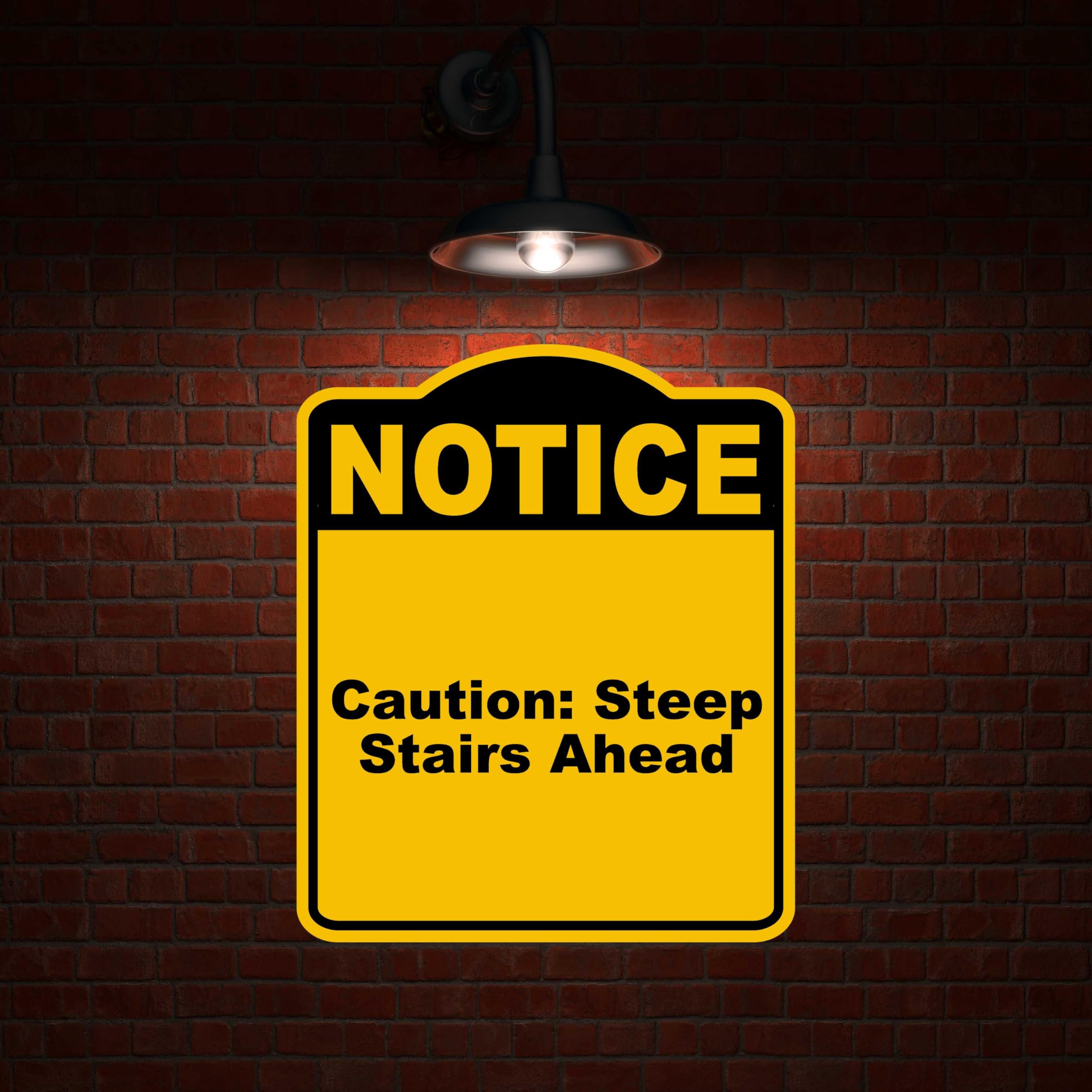 Caution Steep Stairs Ahead Notice Yellow Black Aluminum Composite Sign 20 x 24 inches