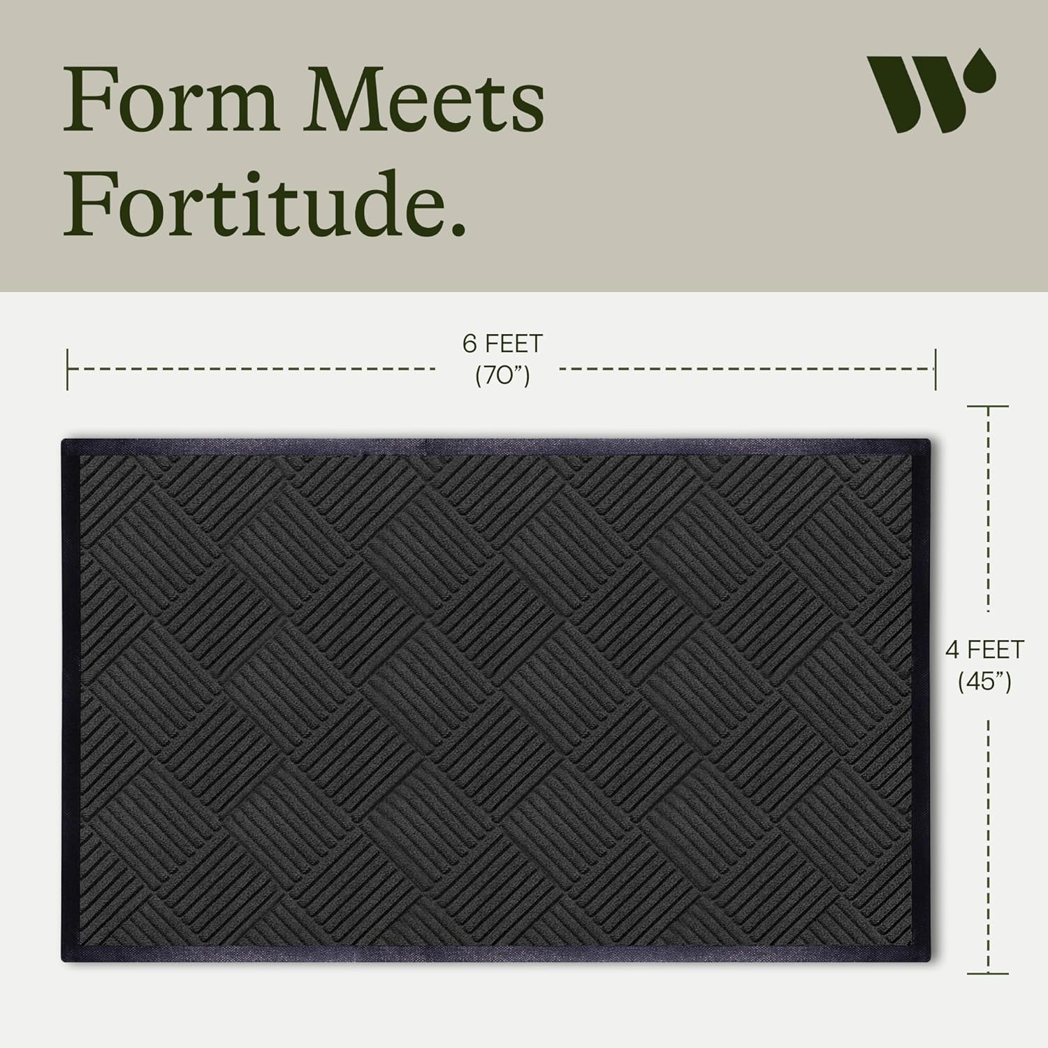 M+A Matting WaterHog Diamond | Commercial-Grade Entrance Mat with Rubber Border – Indoor/Outdoor, Quick Drying, Stain Resistant Door Mat (Charcoal, 4' x 6') - Image 5