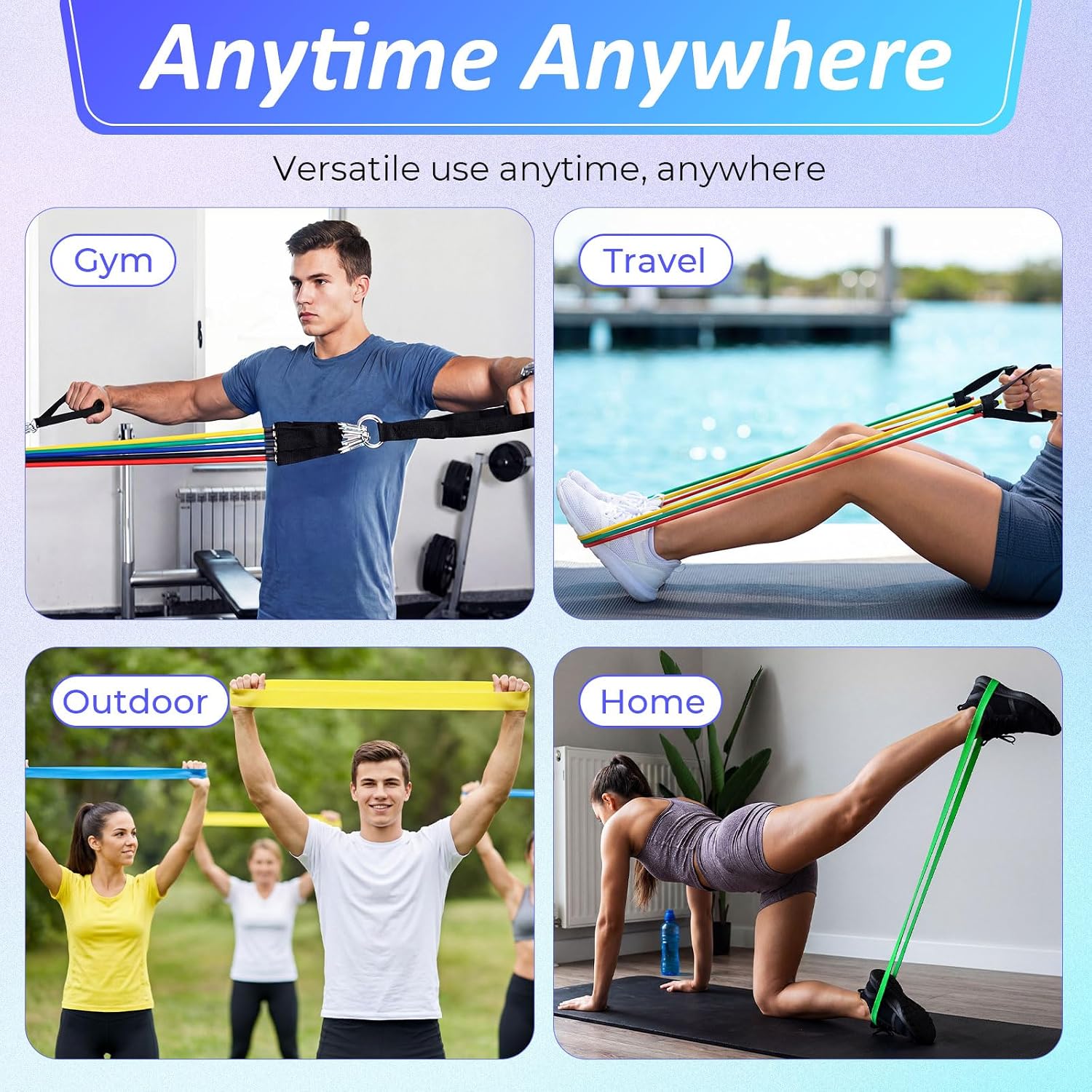 Duraaamo 17 Pcs Resistance Loop Tube Exercise Bands Set for Working Out Handles Door Anchor Ankle Strap Portable Fitness Equipment with Instruction Carry Bag for Home Fitness Yoga Stretching Therapy