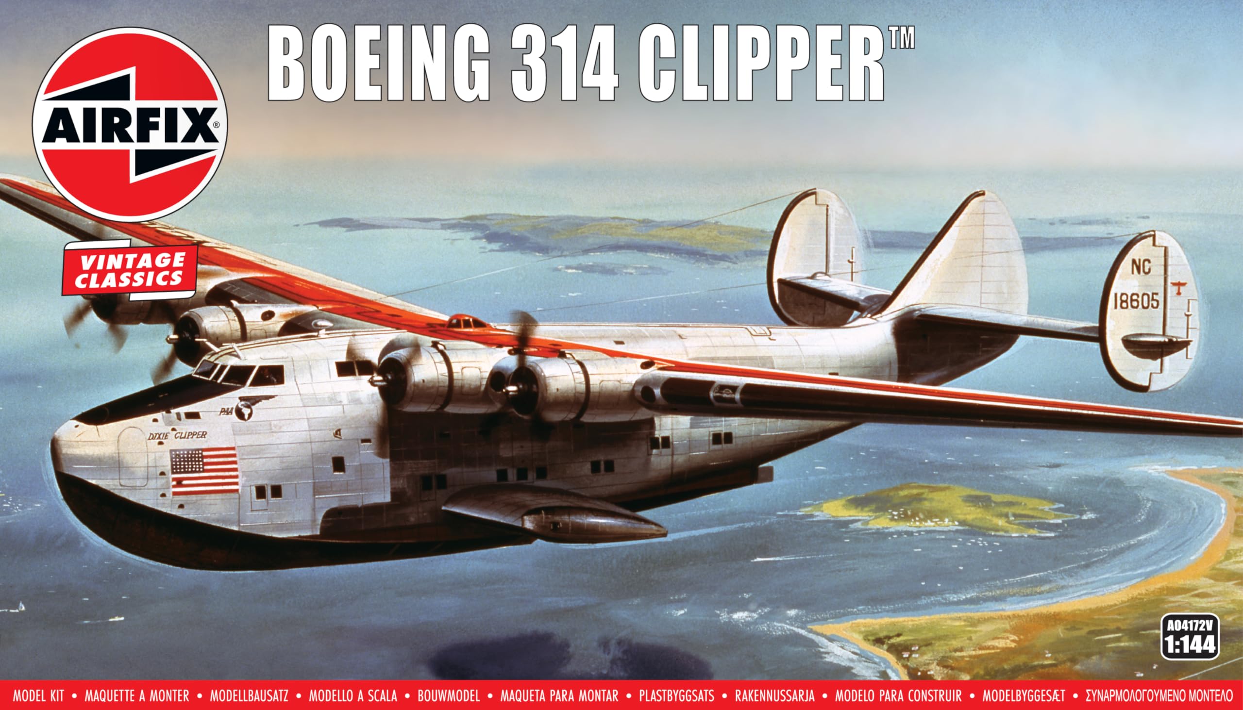 Airfix A04172V Boeing 314 Clipper Model Building Kit - Plastic Model Plane Kits for Adults & Children 8+ 1:144 Scale, Un-painted