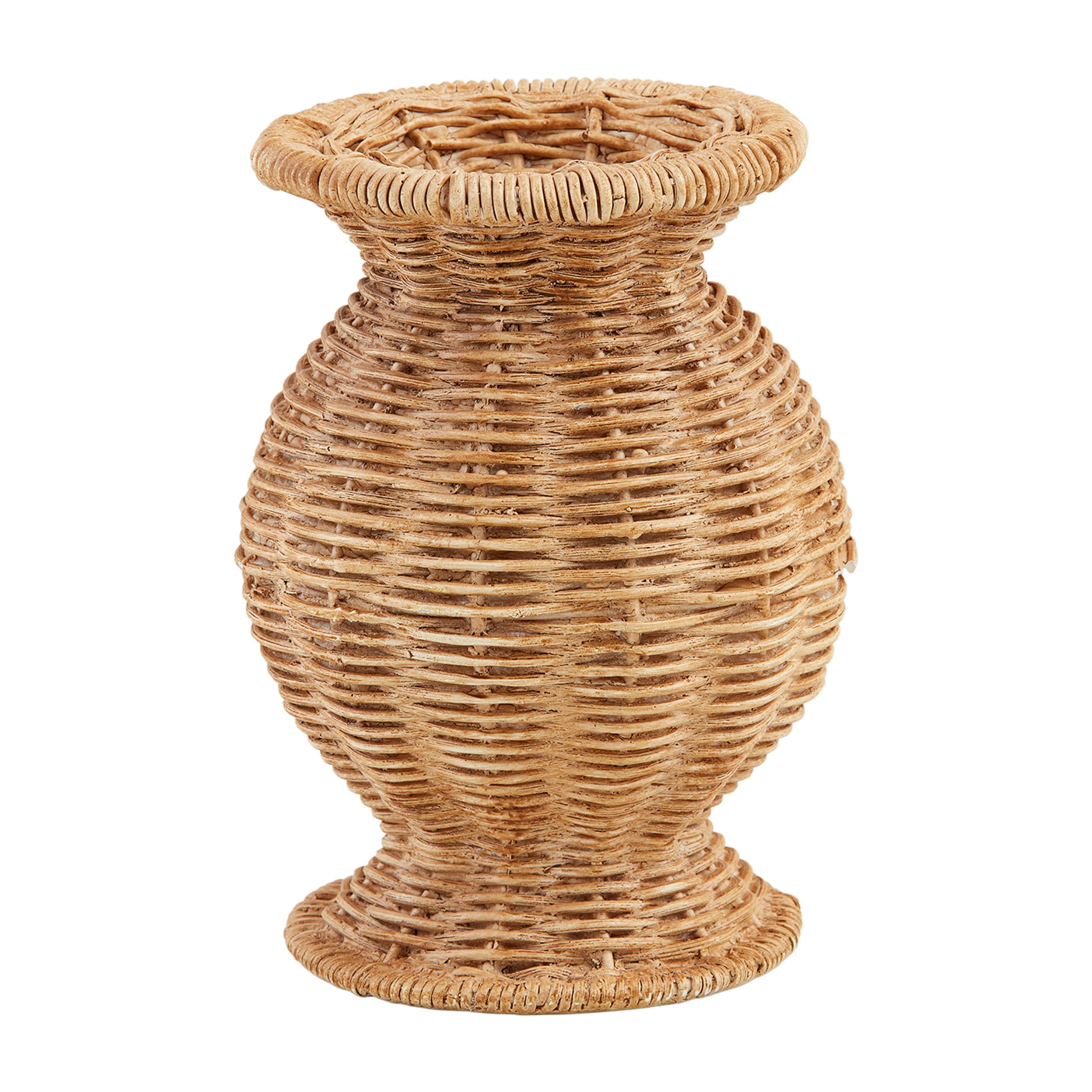Mud Pie Vase Aus Kunstharz Im Korbgeflecht-Look – Wasserdicht, Ø 15,2 Cm, Ausgestellt