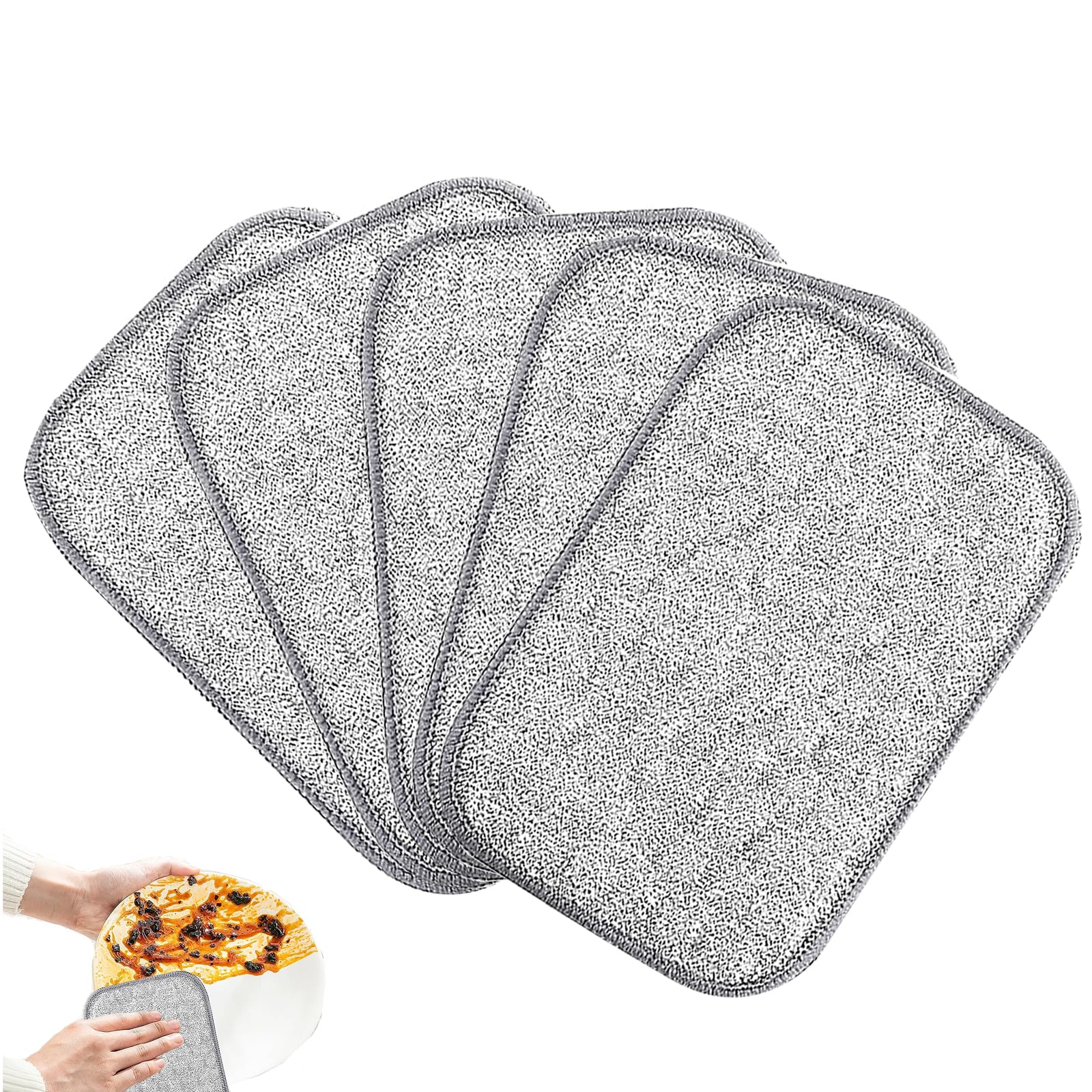 shweehon 5 PCS Multipurpose Wire Dishwashing Rags for Wet and Dry, Silver Mesh Dishcloth, Reusable Wire Miracle Cleaning Cloths, for Pans,Pots,Stove,Kitchen and Hou