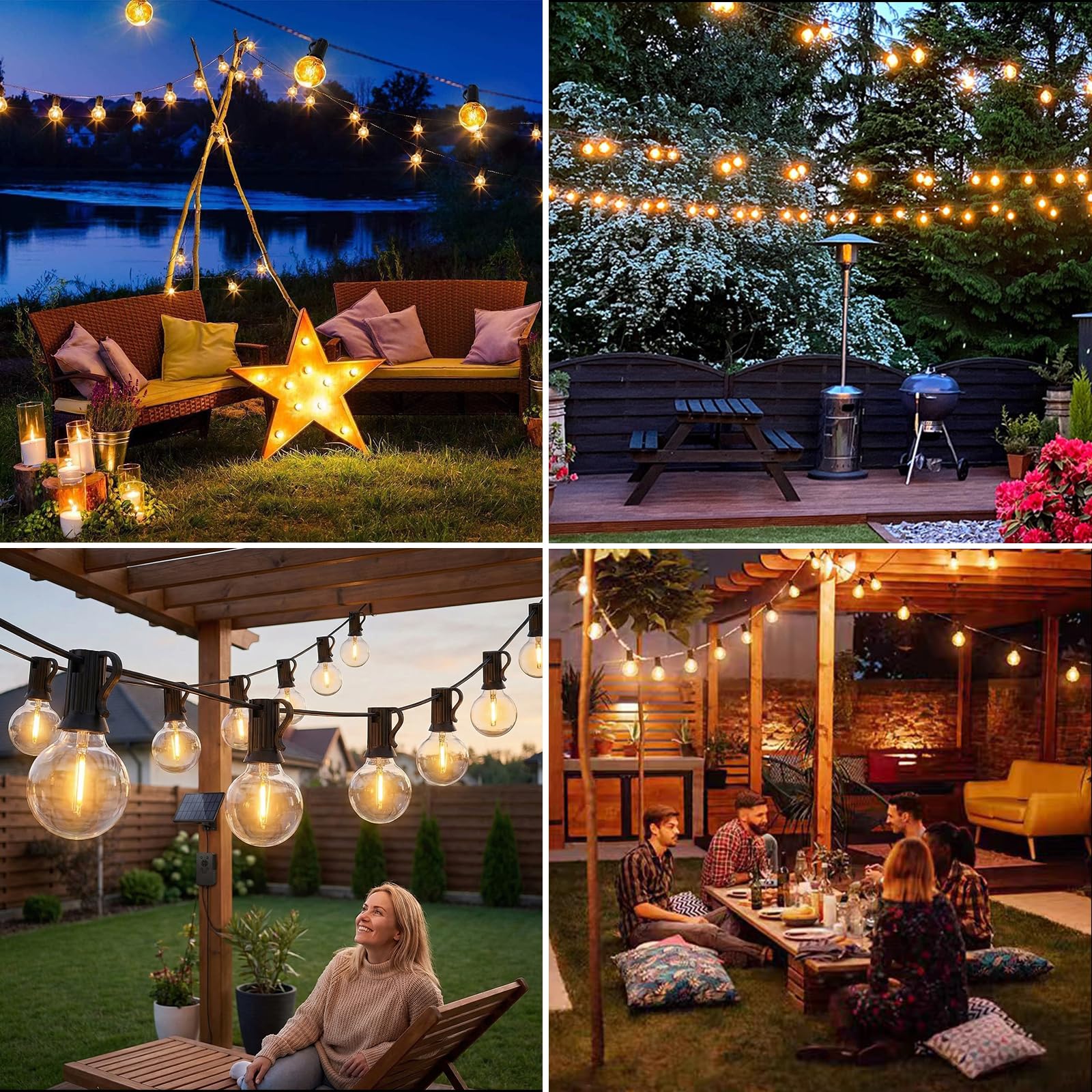 Sprifityy Guirlande Lumineuse Exterieure,Guirlandes lumineuses solaires 35m | pour l'extérieur,Guirlande Lumineuse LED Extérieur Dimmables,étanche IP44,avec Télécommande,Blanc Chaud