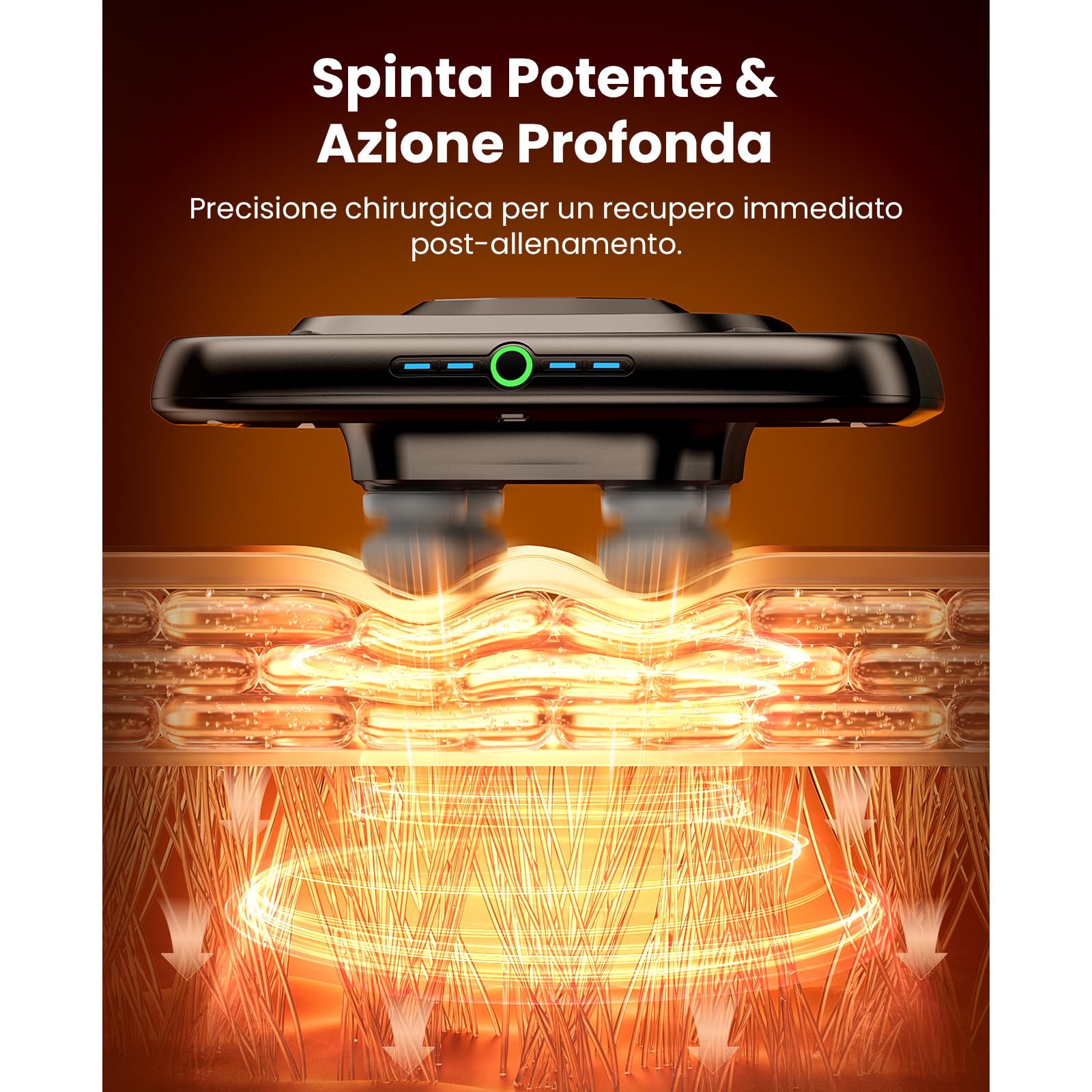 BOB AND BRAD TheraPanel Pistola Massaggio muscolare 4 Teste Deep Tissue con Piastra Sostituibile, 4X Efficacia Antidolorifica, Massaggiatore Elettrico Schiena Spalle, Regalo Donne Uomini