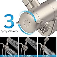 Vista 3 de EMBATHER Juego de grifo de bañera y ducha, cabezal de ducha doble con juego de grifo de bañera, válvula de ducha de control de un solo mango y kit
