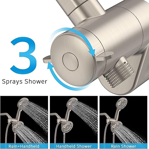 Miniatura 3 de EMBATHER Juego de grifo de bañera y ducha, cabezal de ducha doble con juego de grifo de bañera, válvula de ducha de control de un solo mango y kit