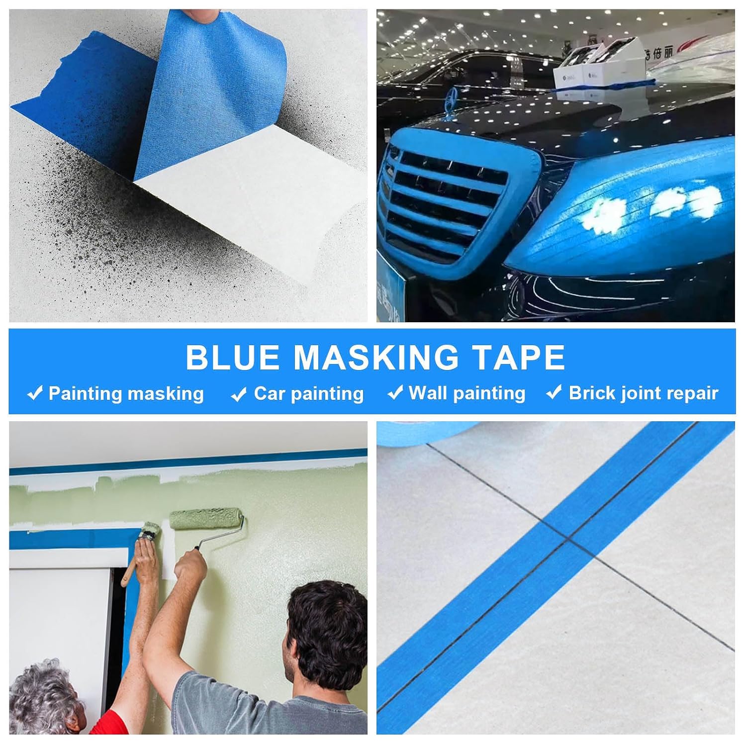 BOMEI PACK 10 Rolls Painters Tape 2 inch Wide, Painter's Tape Blue Masking Tape 2 inch x 55 Yards for Walls Painting, Home Improvement and School Projects, Total 550 Yards