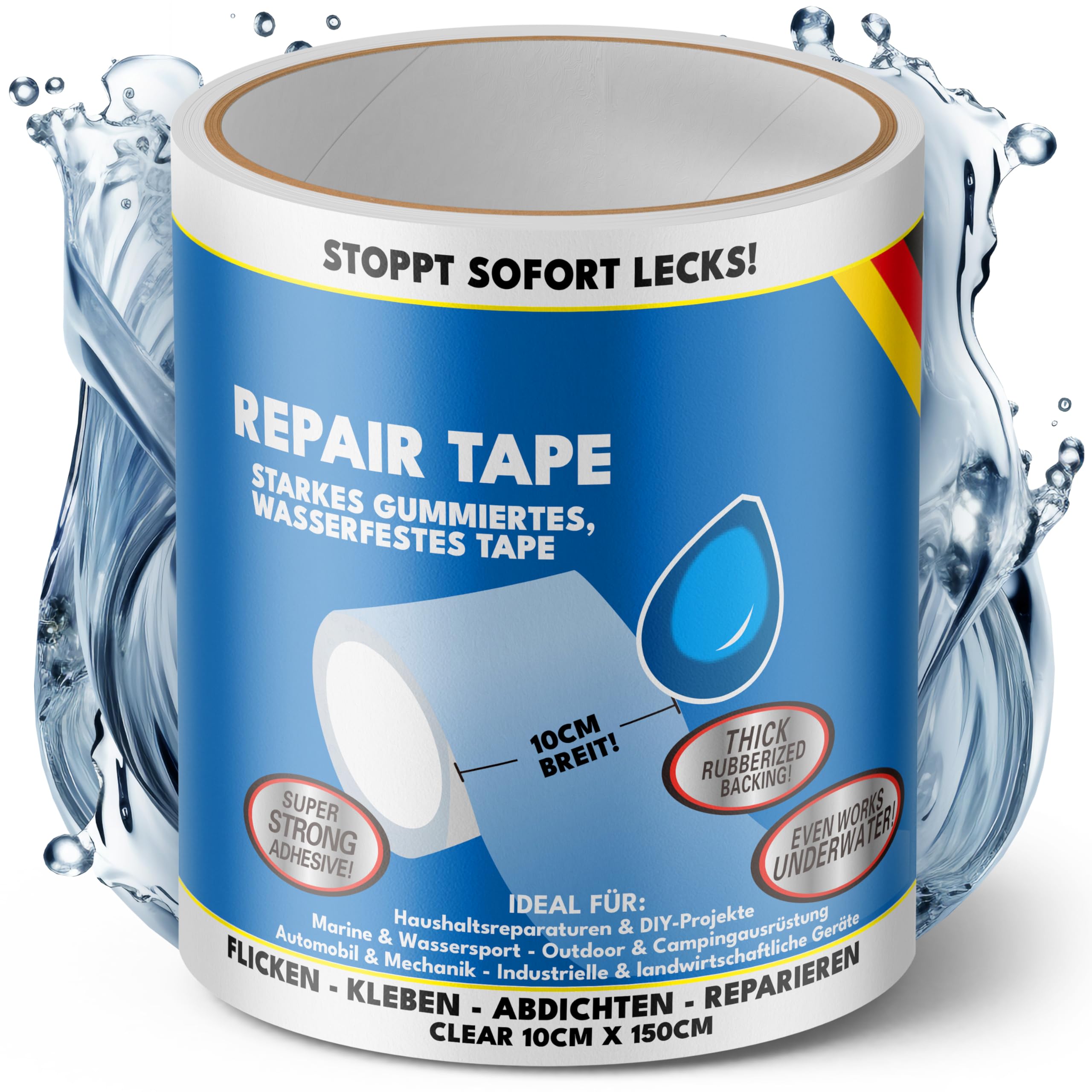 ATG® Kit réparation piscine sous l’eau scotch étanche transparent 10×150 cm ruban adhésif liner PVC