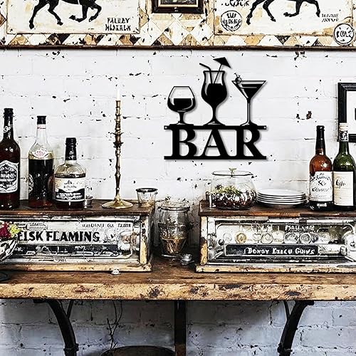 Miniatura 3 de Artinme Letreros de barra de metal para decoración de pared, decoración de barra moderna para el hogar, diseño elegante de 12 x 12 pulgadas