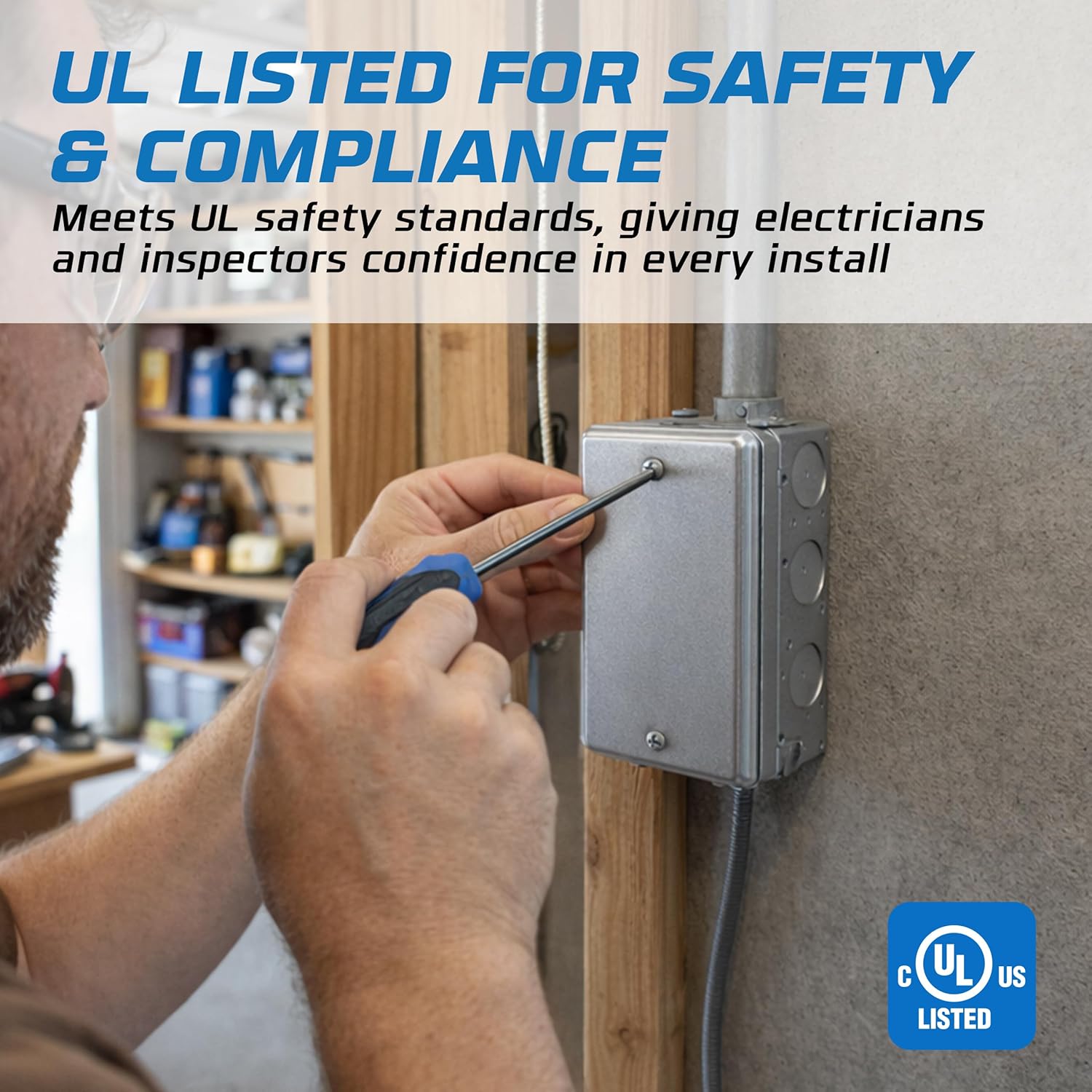 OHLECTRIC 4 Pack - 4x2 Single Gang Rectangle Blank Outlet Cover, Fire Rated | Ideal for Steel Junction and Device Box Covers for Wiring Connection Protection and Wiring Devices