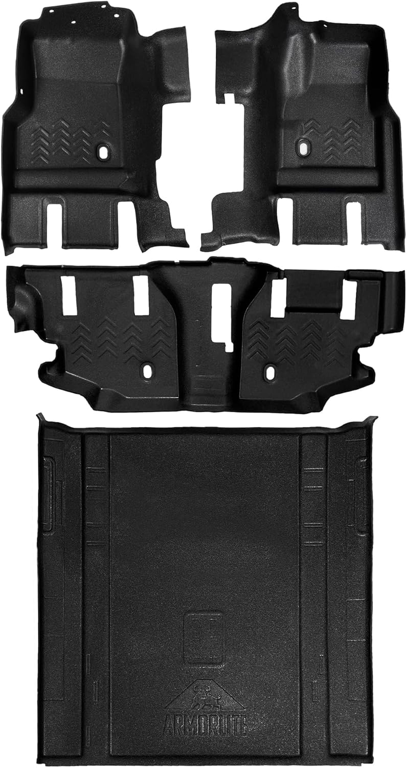 Armorlite Floor Kit for Jeep Wrangler - 1997 TJ (2-Door) - Front and Rear Flooring & Cargo Mat - Mesa Smoke - B1017047-BLK1-AA