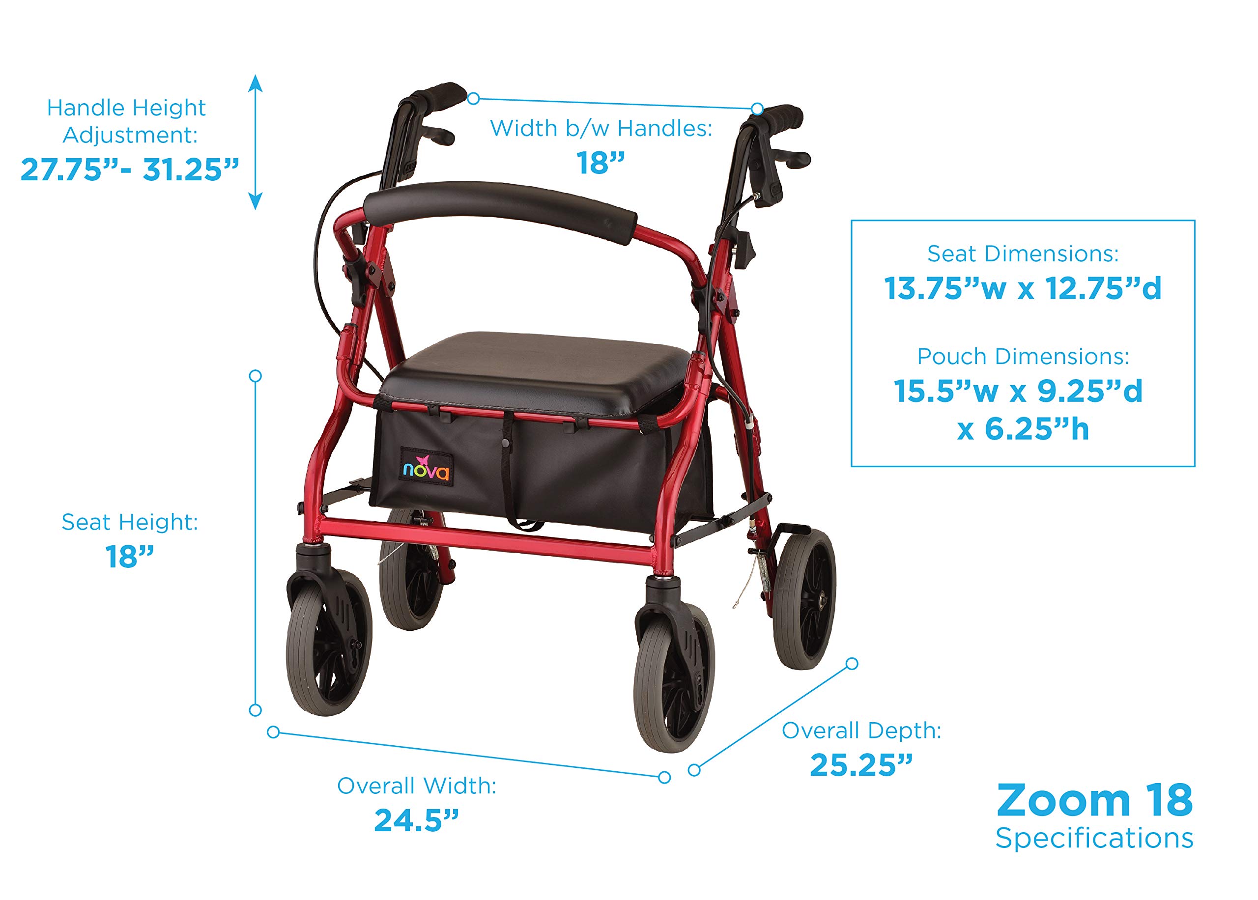 Amazon.com: NOVA Medical Products Zoom Rollator Walker with 8