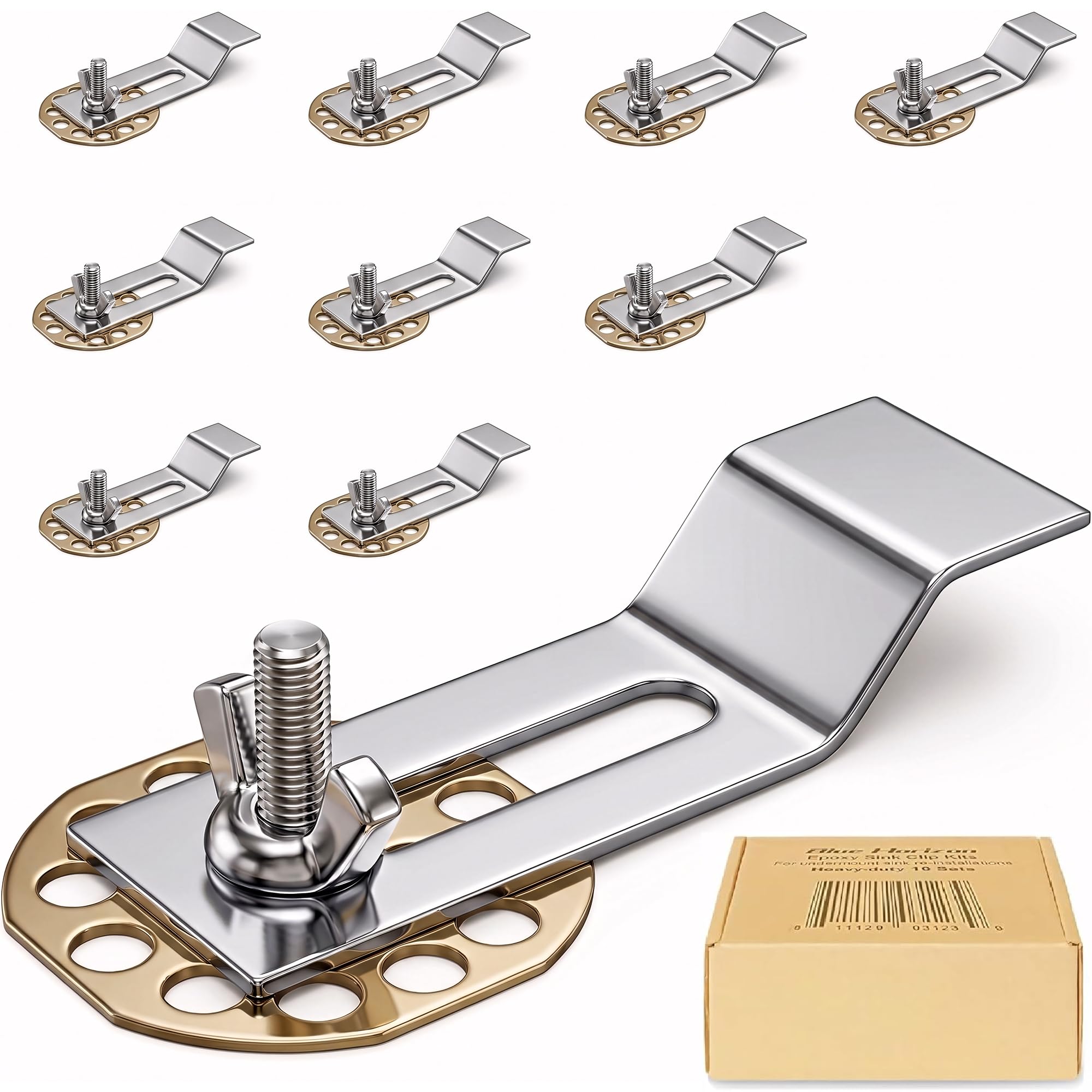 Clips para fregadero, soportes para fregadero de baño, cocina, cerámica, acero inoxidable, abrazaderas de soporte para lavabo de mármol y granito, kit de reparación de instalación de encimera (10)