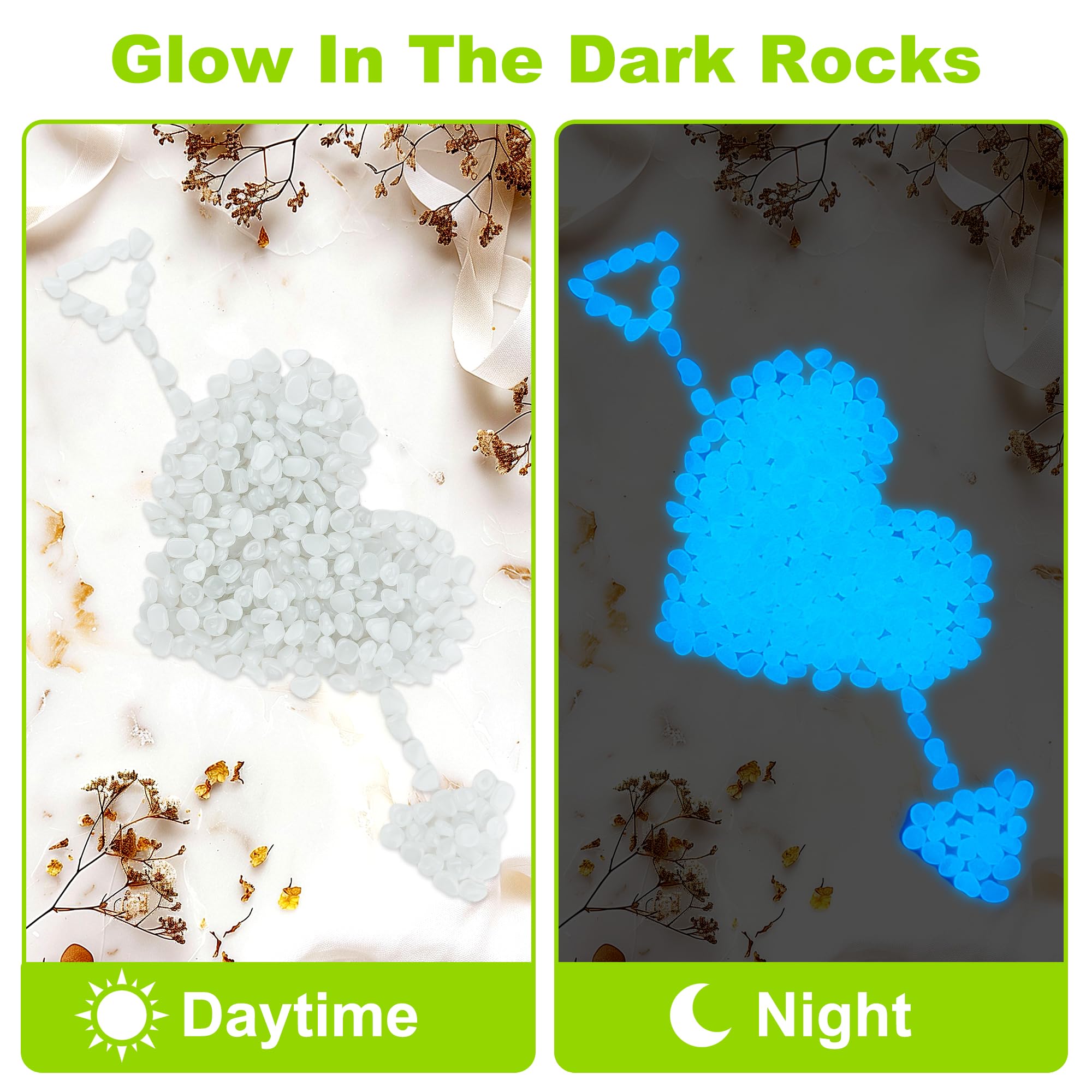 6000 pietre bianche luminose da 5-8 mm che si illuminano al buio da giardino, ciottoli che si illuminano al buio per esterni, ciottoli per acquario, rocce per giardino, sentiero, vialetto, cortile