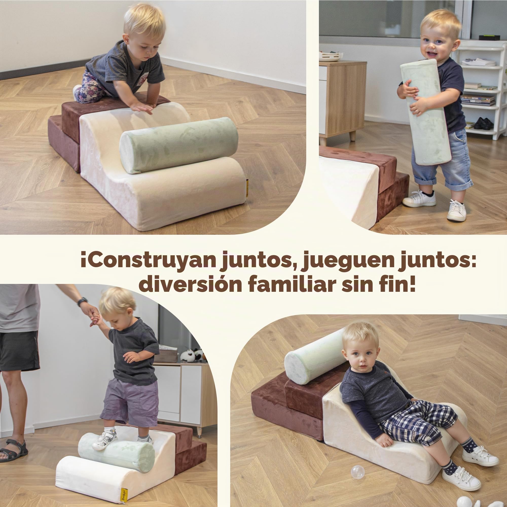 BanaSuper Bloques de Espuma para Escalada, Juego De Escalada Suave para Niños, Gimnasio Interior para Bebés, Carrera De Obstáculos De Interior, Desarrollo Psicomotor para Casa y Guardería, 3 Piezas
