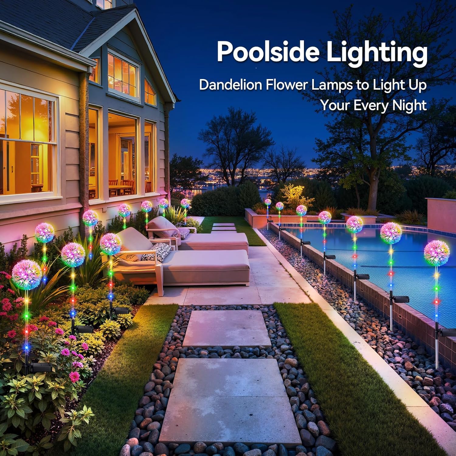 Solar Garden Lights Outdoor Decorations: 4 Pack Dandelion Flower Lights, 2 Modes Colorful 16 LED Landscape Light, Waterproof Artificial Flowers for Yard, Patio, Pathway Decor, Gifts for Women Mom - Image 6