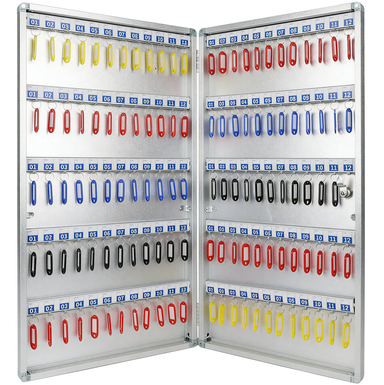JAOGAUS Boîte à Clés avec Code pour 120 Clés, Armoire à Clés Murale | en Alliage d’Aluminium, Coffret de Rangement avec 120 Porte-Clés, Grand Coffre à Clés pour Bureau, Hôtel