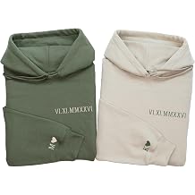 Custom Roman Numeral Hoodies with Initial and Heart Matching Hoodies for Couples Personalized Anniversary Hoodie Valentines Day Gifts for Him and Her