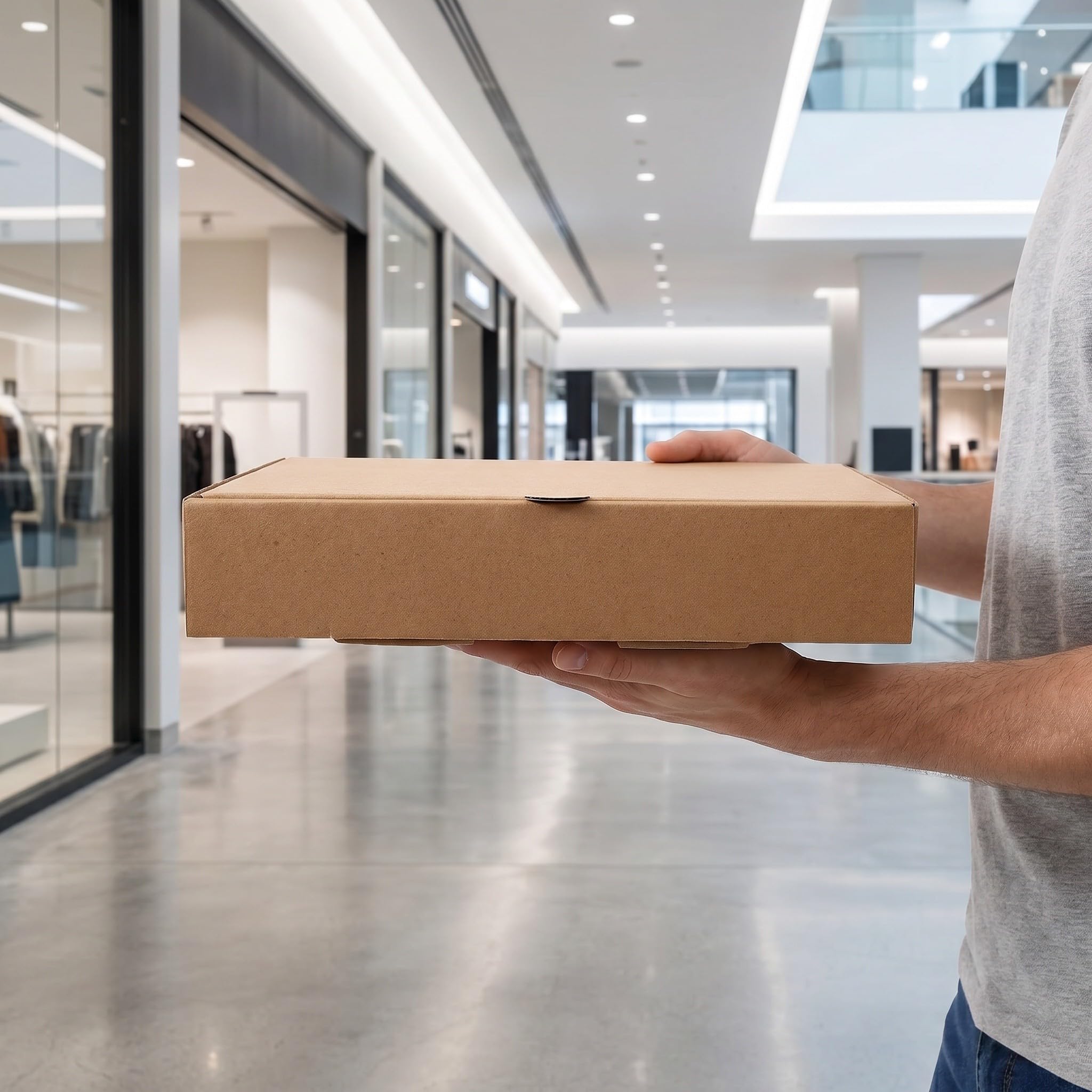 20 Piezas Caja de Pizza Cuadrada de Cartón Kraft, Cierre Fiable