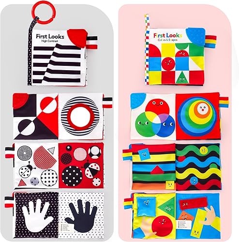 Miniatura 2 de hahaland Libros para bebés de 0 a 6 meses  2 piezas de juguetes para bebés de 0 a 19.7 ft de tiempo boca abajo, juguetes para recién nacidos,