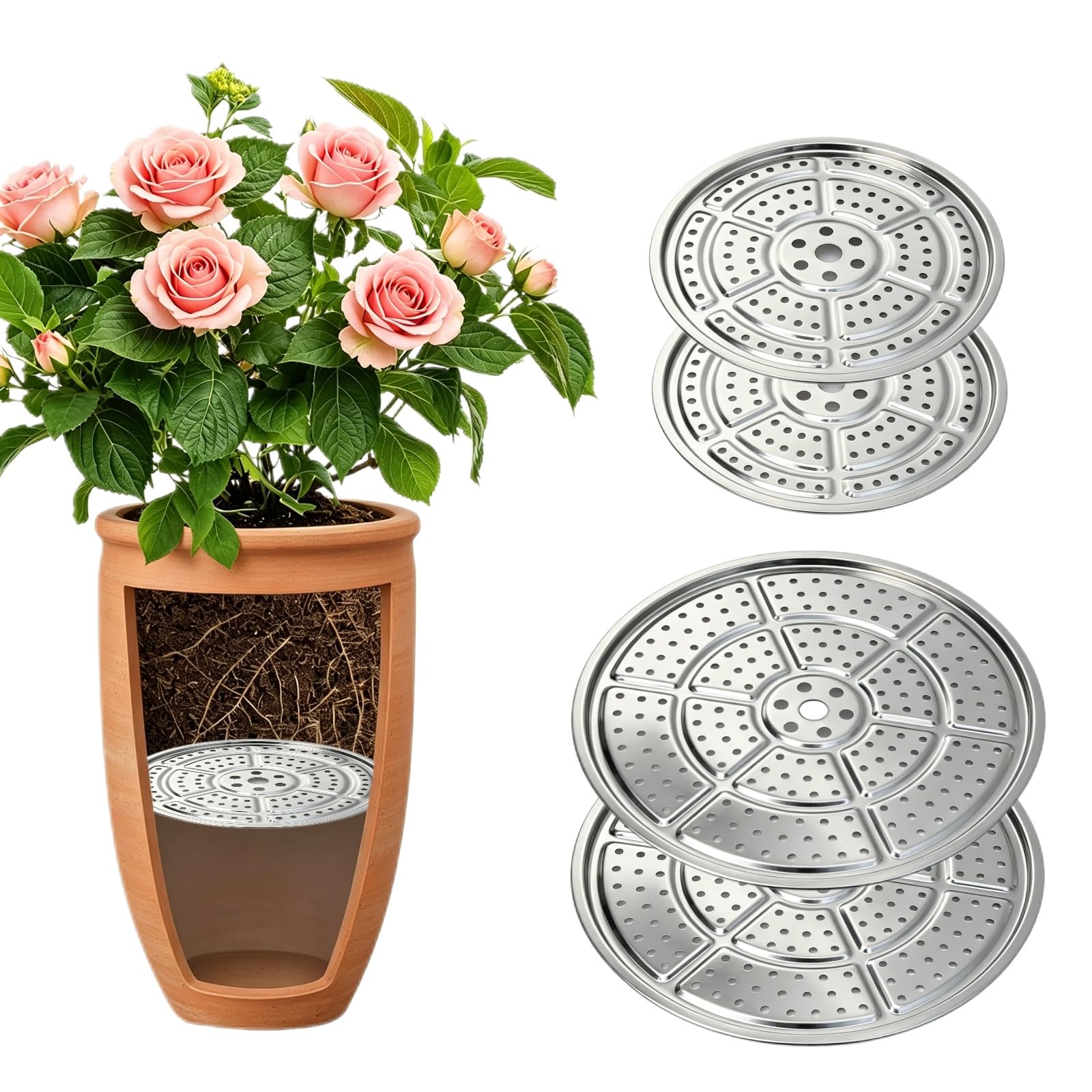 Photo 1 of JCWPVA Stainless Steel Planter Inserts - 10" & 13" (4-Pack)