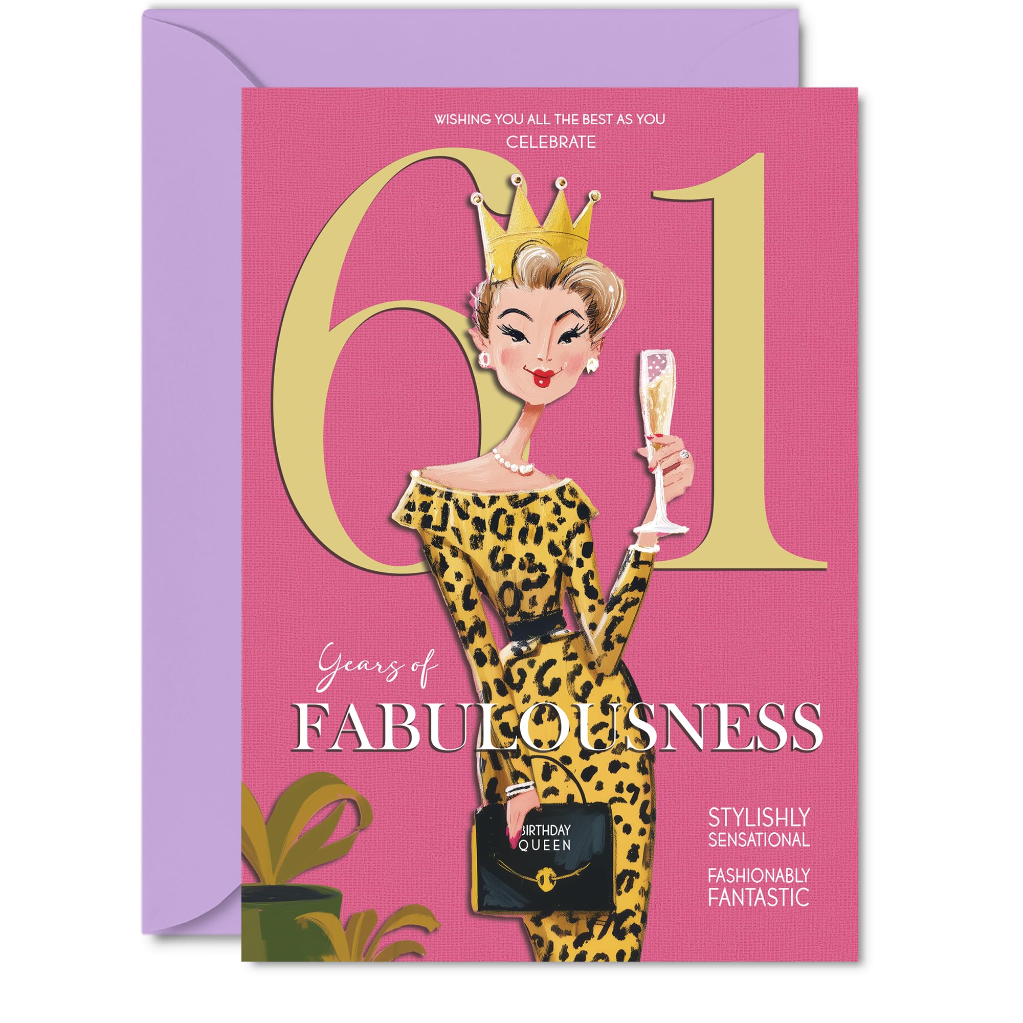 61st Birthday Cards for Women - Years Of Fabulousness - Happy Birthday Card for 61 Year Old Woman Nanny Auntie Sister Neighbour, 5x7 Inch Bday Greeting Cards