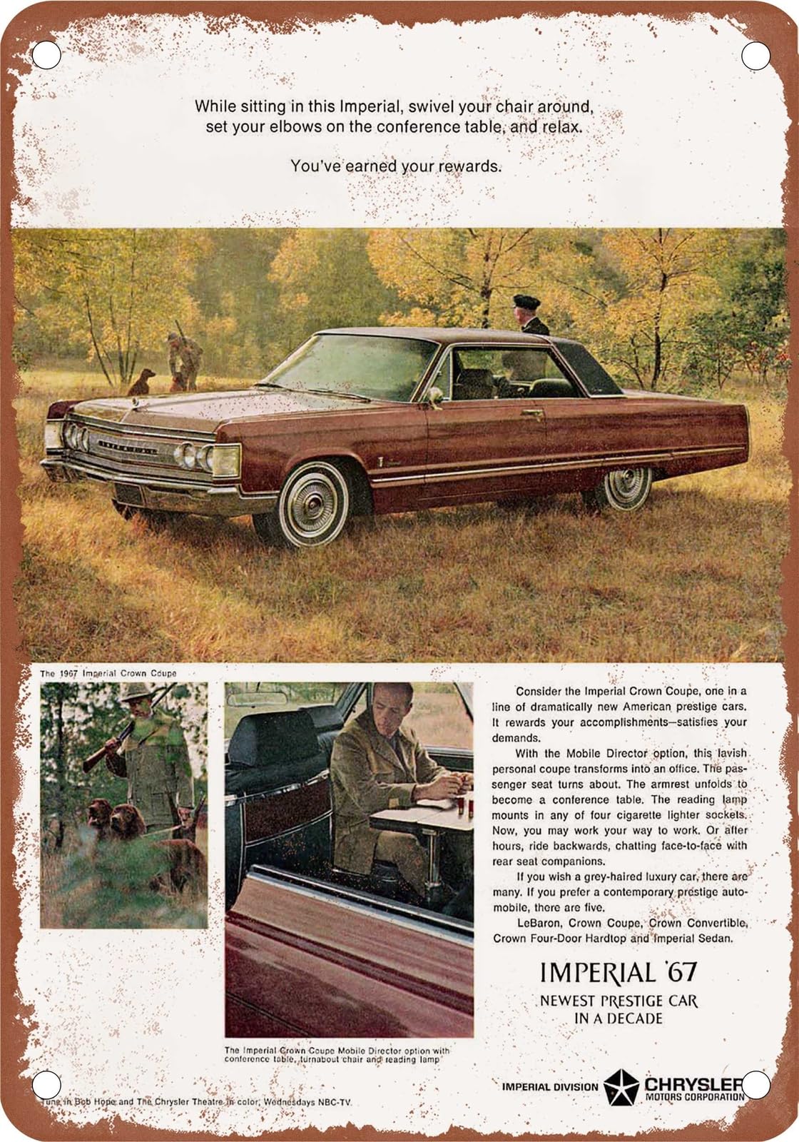 METAL SIGN - 1967 Imperial Vintage Ad 01 - Old Retro Rusty Look home decor