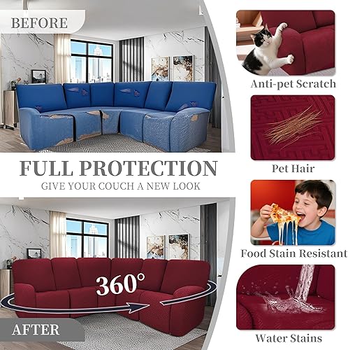 Miniatura 401 de Fundas 100% impermeables para sofá reclinable seccional, fundas para sofá reclinable en forma de L, funda para sofá seccional de esquina en forma de