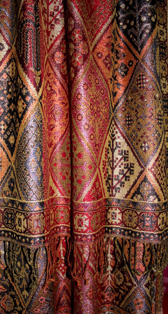 Lorenzo Cana - Écharpe pashmina pour femme en soie et laine 70 cm x 190 cm Marron Bronze Motif cachemire 78097, bronze, 70 x 190 cm