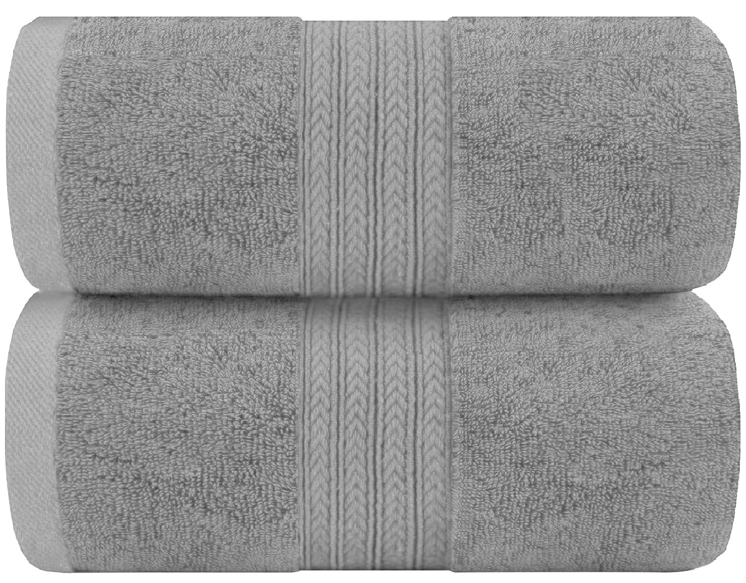 WovenWonder Luxury Bath Towels 800-GSM Super Soft 100% Egyptian Cotton Towel Set Hotel Quality & Highly Absorbent Towels 70x120cm (2, Silver)