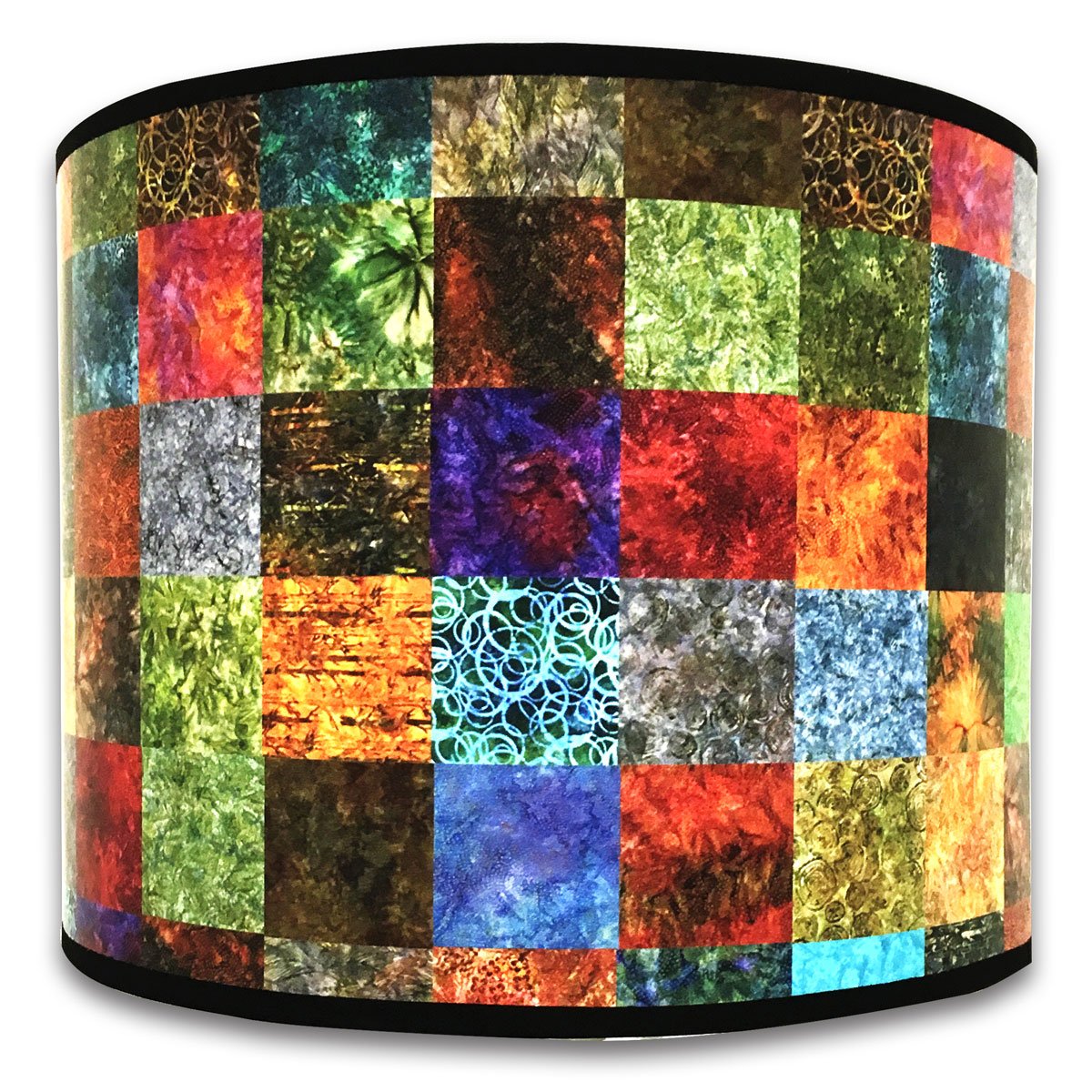 Royal Designs, Inc.Trendy Decorative Handmade Drum Shade, Made in USA, 10in, HBC-8008-10, Square Patchwork