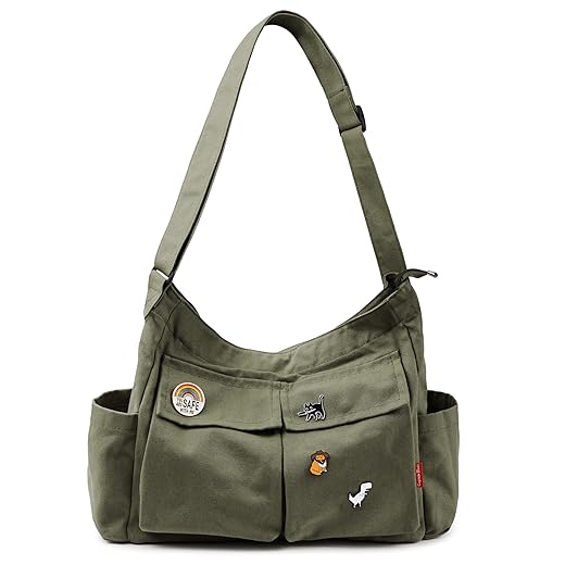 Captain Blues Large Canvas Hobo Crossbody Tote