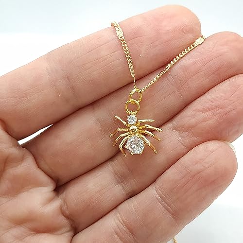 Miniatura 4 de 14K Gold Plated Spider Charm Pendant with Zircon  CZ Spider Necklace Jewelry  Unique Wedding Birthday Valentines Day Gift For Women Girls
