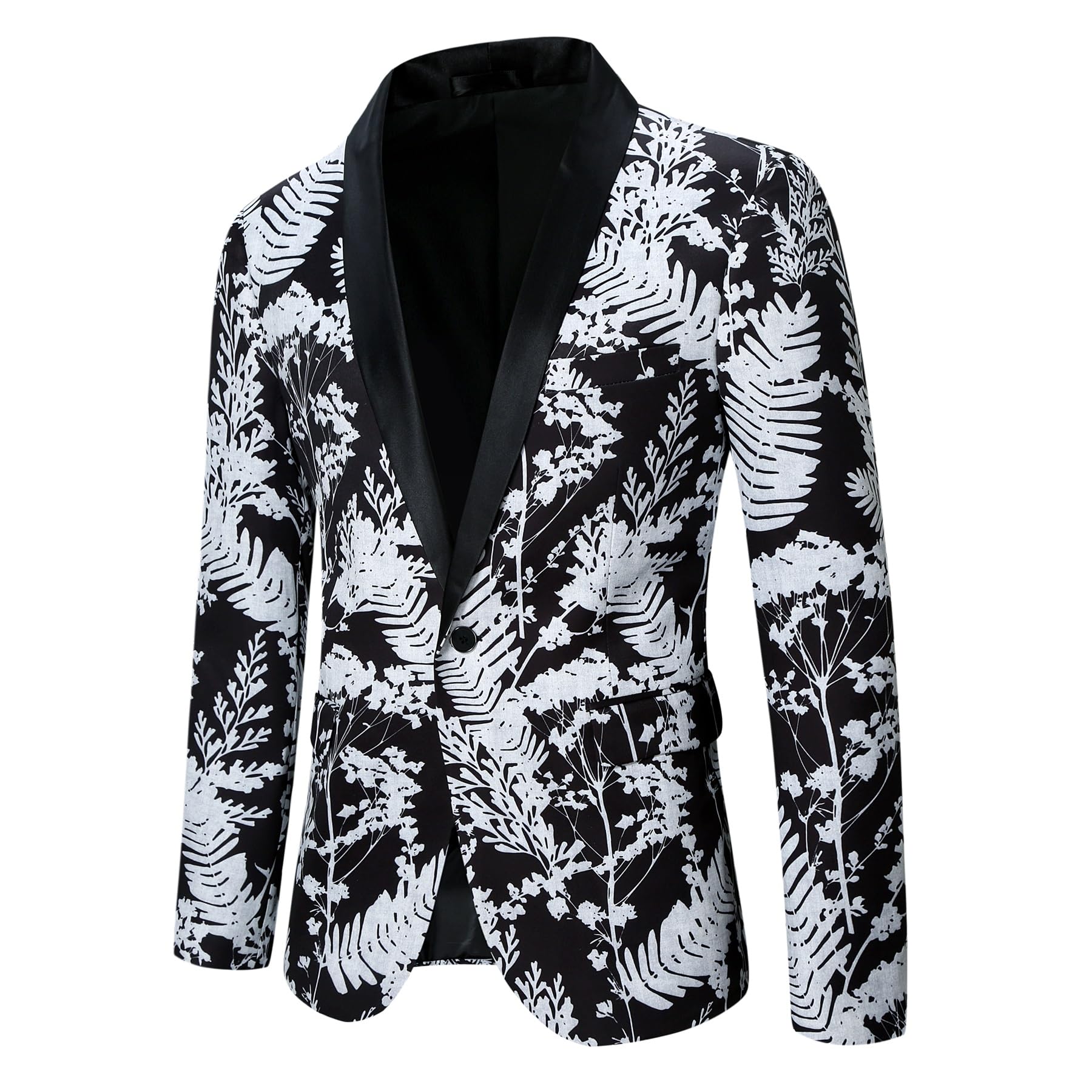 YFFUSHI Sakko - Chaqueta de esmoquin para hombre, diseño floral, 1 botón, diseño floral