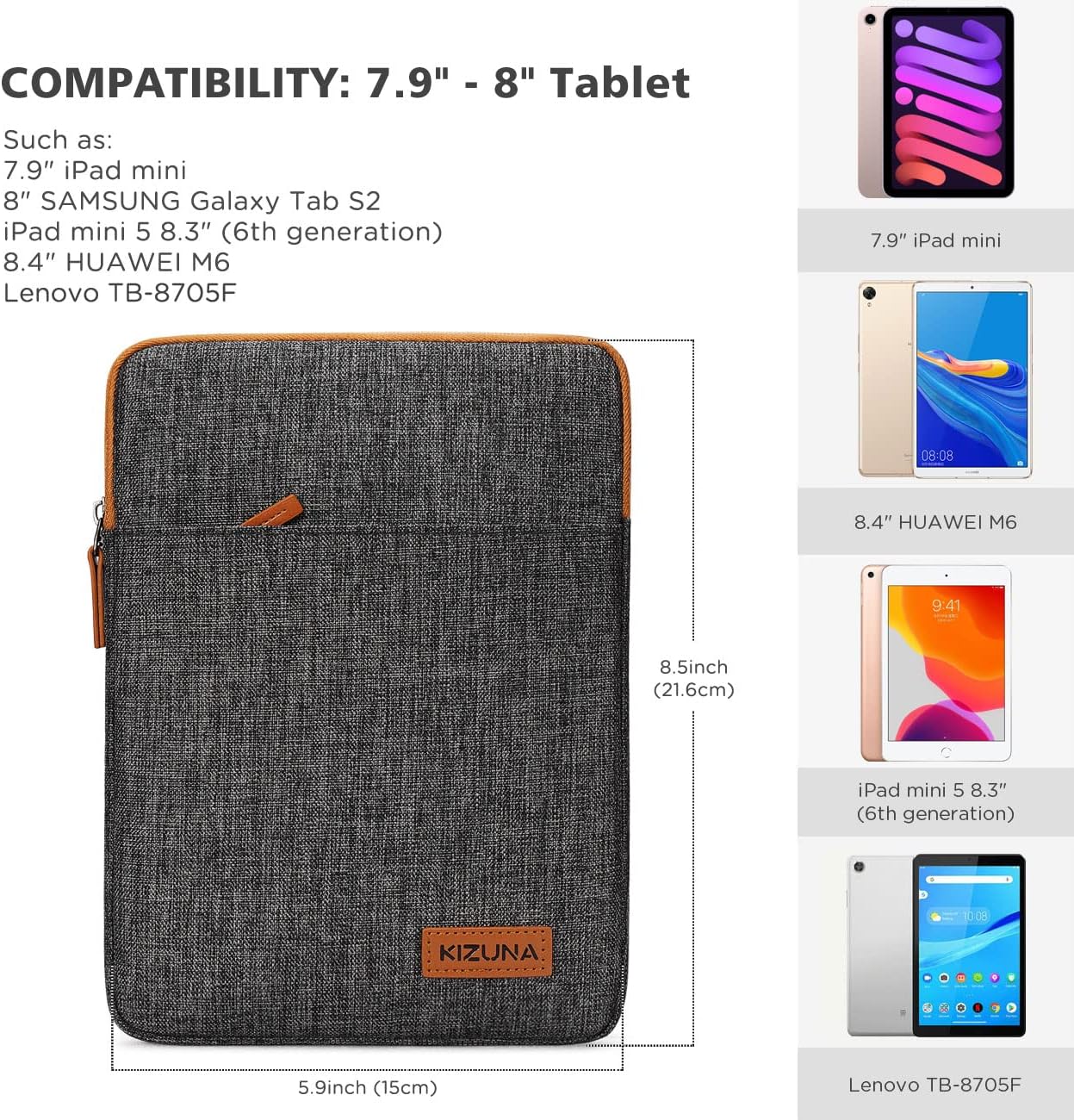KIZUNA 8 Inch Tablet Sleeve Case Shockproof Water-Resistant Bag for 7.9" Tablet/... 8 81RfsLJ nTL. AC SL1300